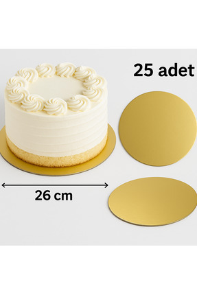 BENS Pasta Altlığı Gold Mendil Kalın Pasta Altı 26 cm 25'li