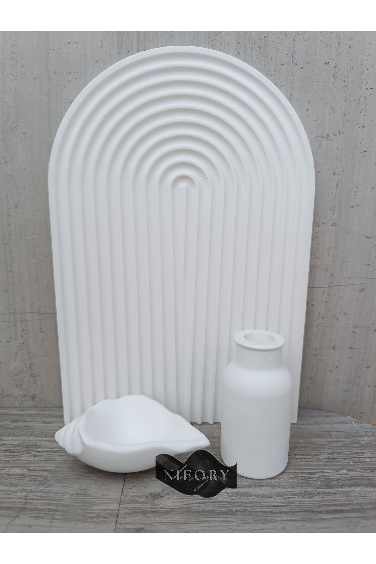 Nifory 520-N0187 Dekoratif Beton Sunum Aksesuar Set Beton Biblo Organizer Takımı Çok Amaçlı Dekoratif Set