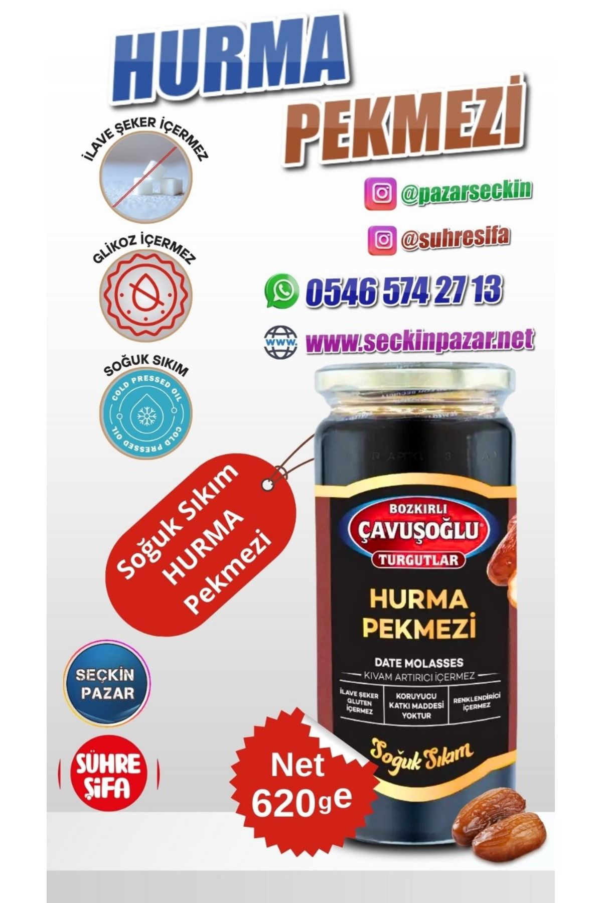 Bozkırlı Çavuşoğlu Pekmez Soğuk Sıkım - 620gr Hurma