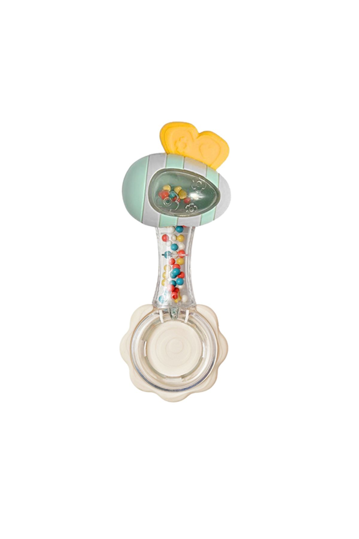 turtees-Rattle, Double Sided Rattle with Soft Sound, Grab Handle, Teether 4