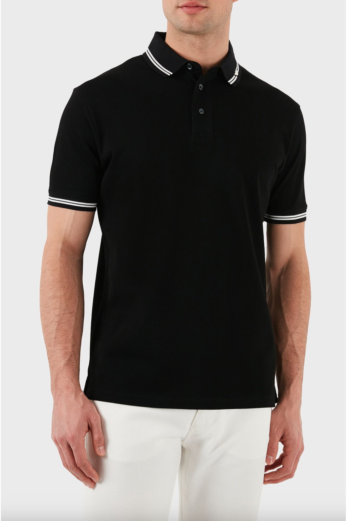 Emporio Armani Piqué Polo Shirt with Piped Collar