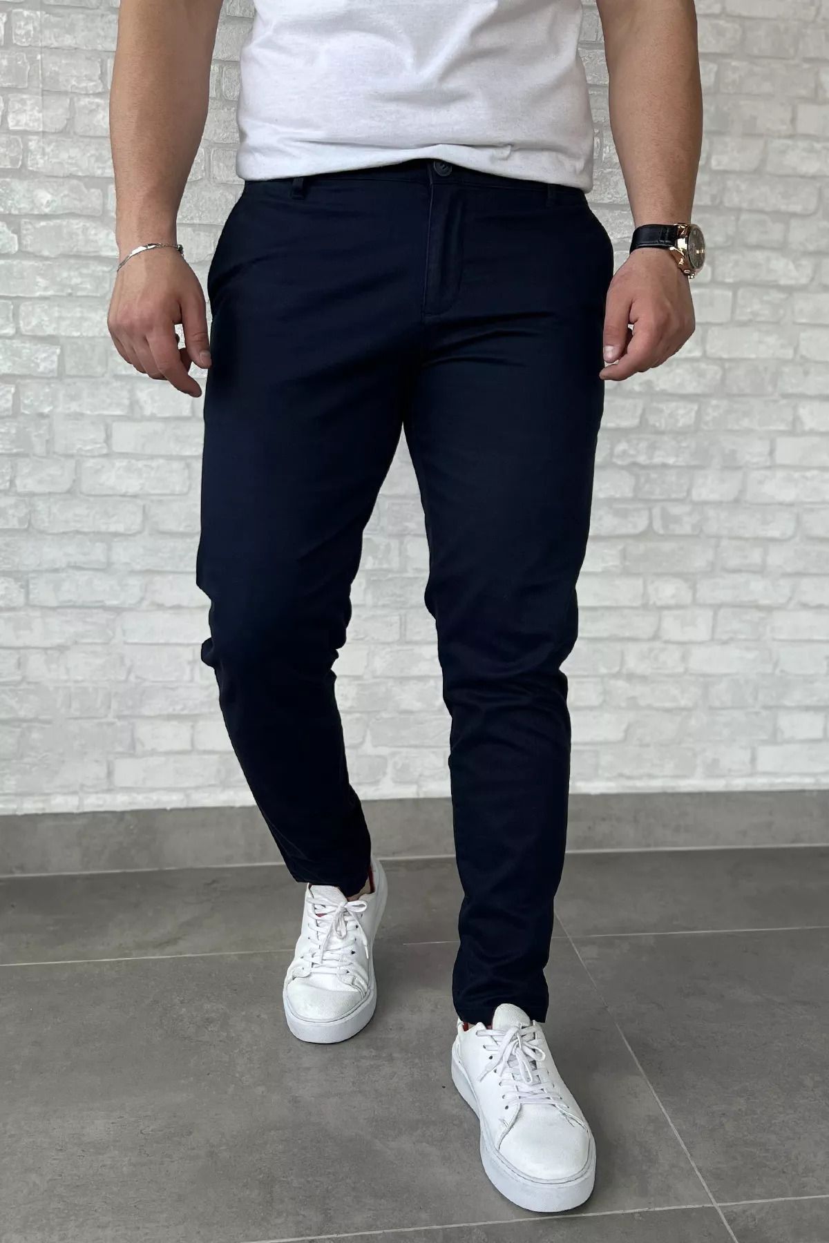 MİSHAR İTALİA Koyulacivert Erkek Gabardin Pantolon