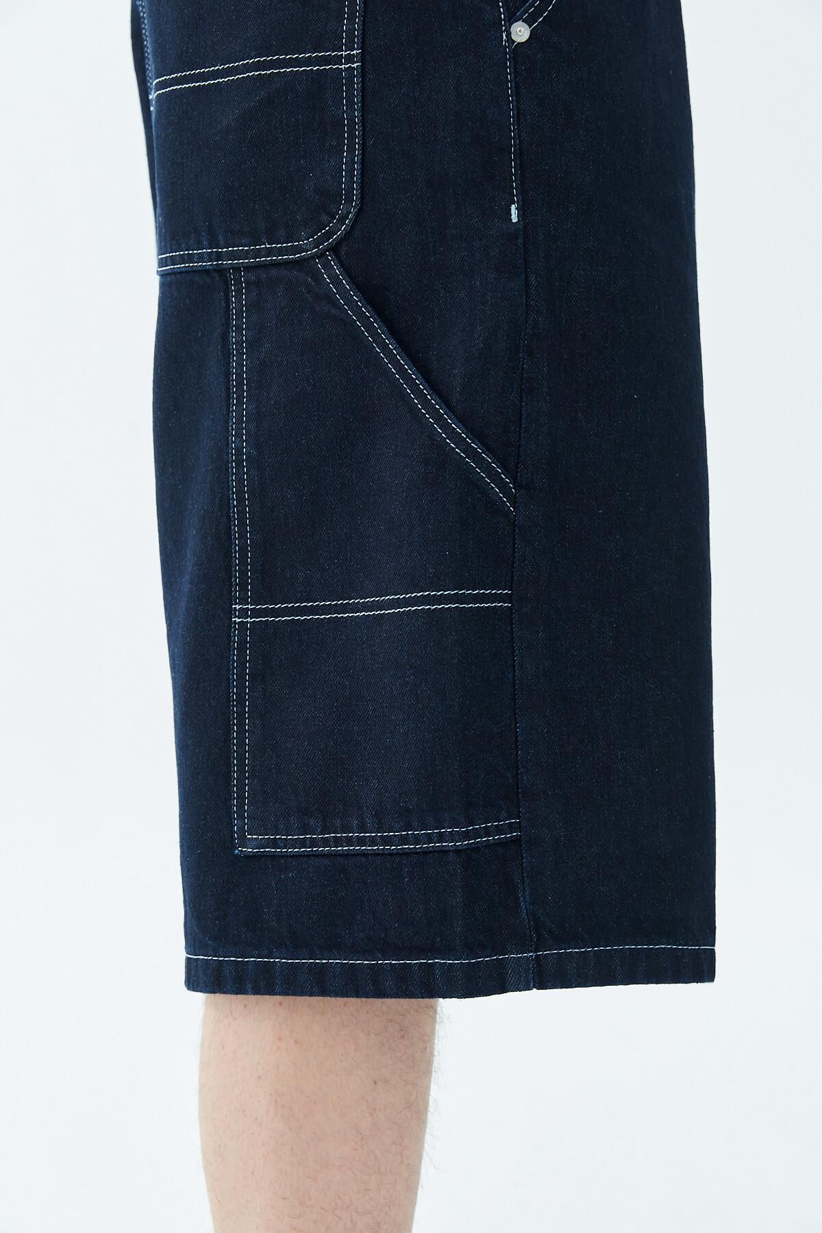 شلوارک و برمودا آبی مردانه جزئیات خیاطی Bermuda Jinim Shorts Blue VAMOSCLO