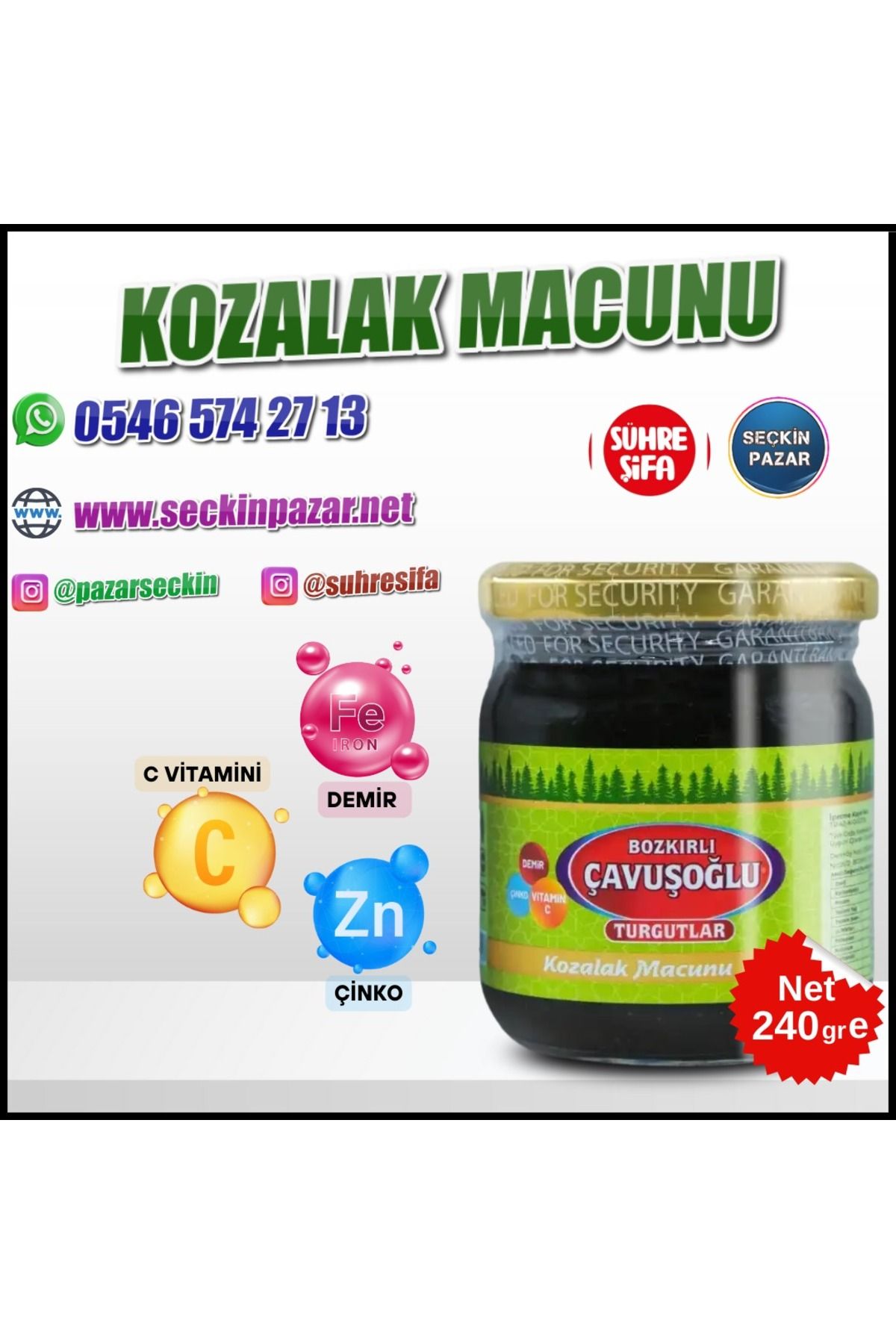 Bozkırlı Çavuşoğlu Kozalak Macunu 240gr