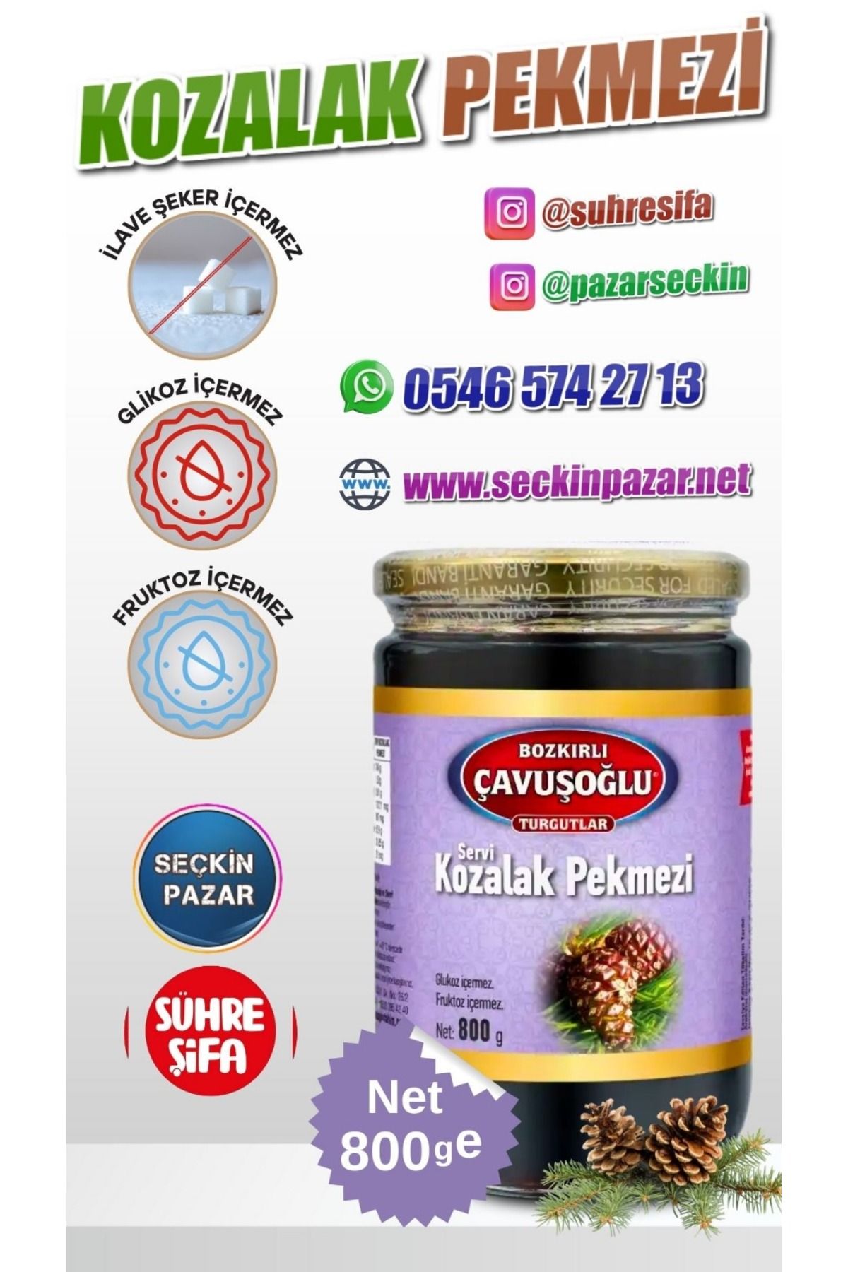 Bozkırlı Çavuşoğlu Pekmez - 800gr Kozalak Cam Kavanoz