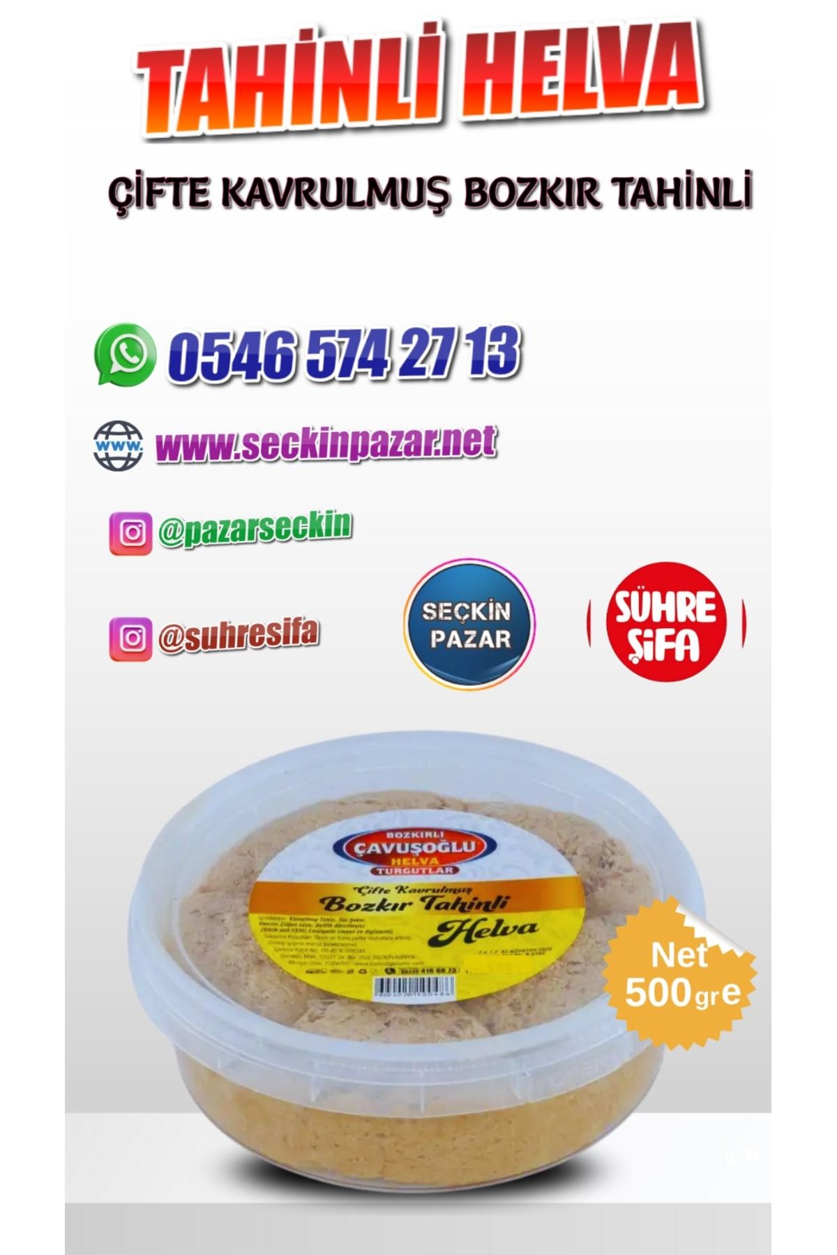 Bozkırlı Çavuşoğlu Helva - 500gr Bozkır Tahinli
