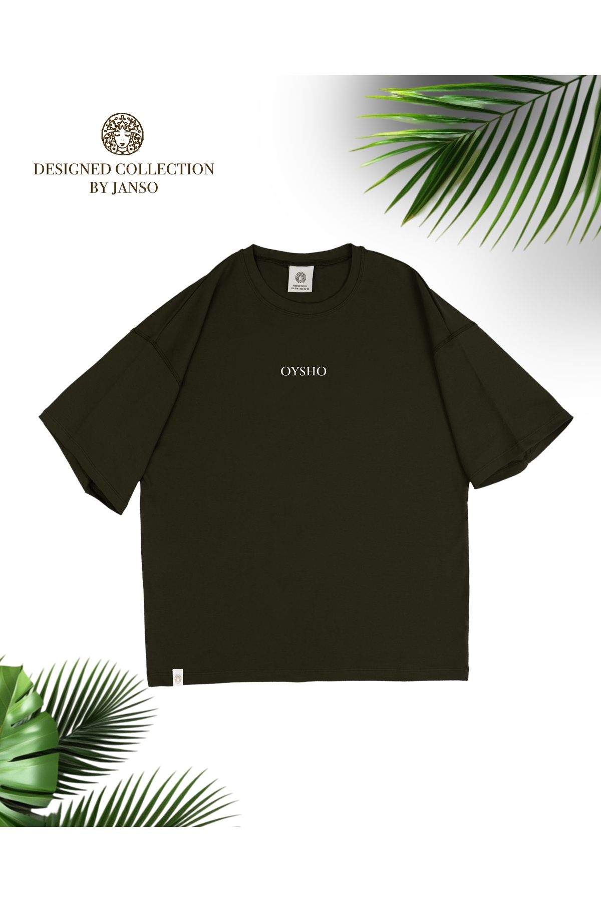 JANSO GROUP -KADIN BASKILI KISA KOLLU TSHIRT PAMUKLU OVERSİZE