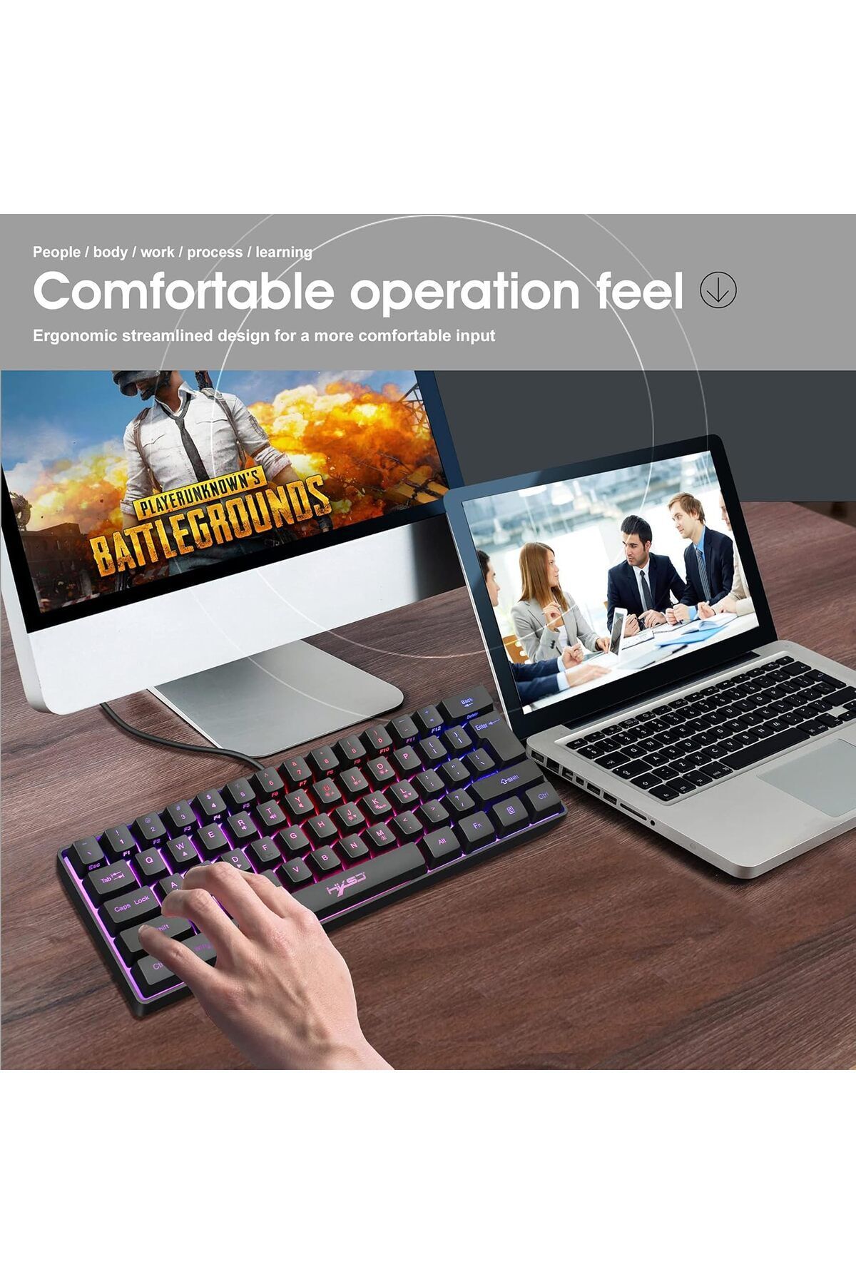 fulina-Mini 61-key wired mechanical keyboard, RGB backlight switch, 5-speed brightness adjustment, black 6