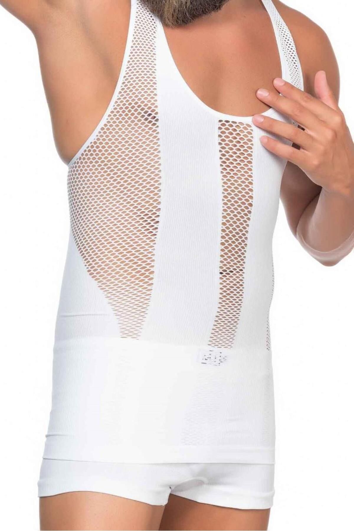 ASFSTORE BEYAZ MI Emay E1009 Fileli Erkek Korse Atlet