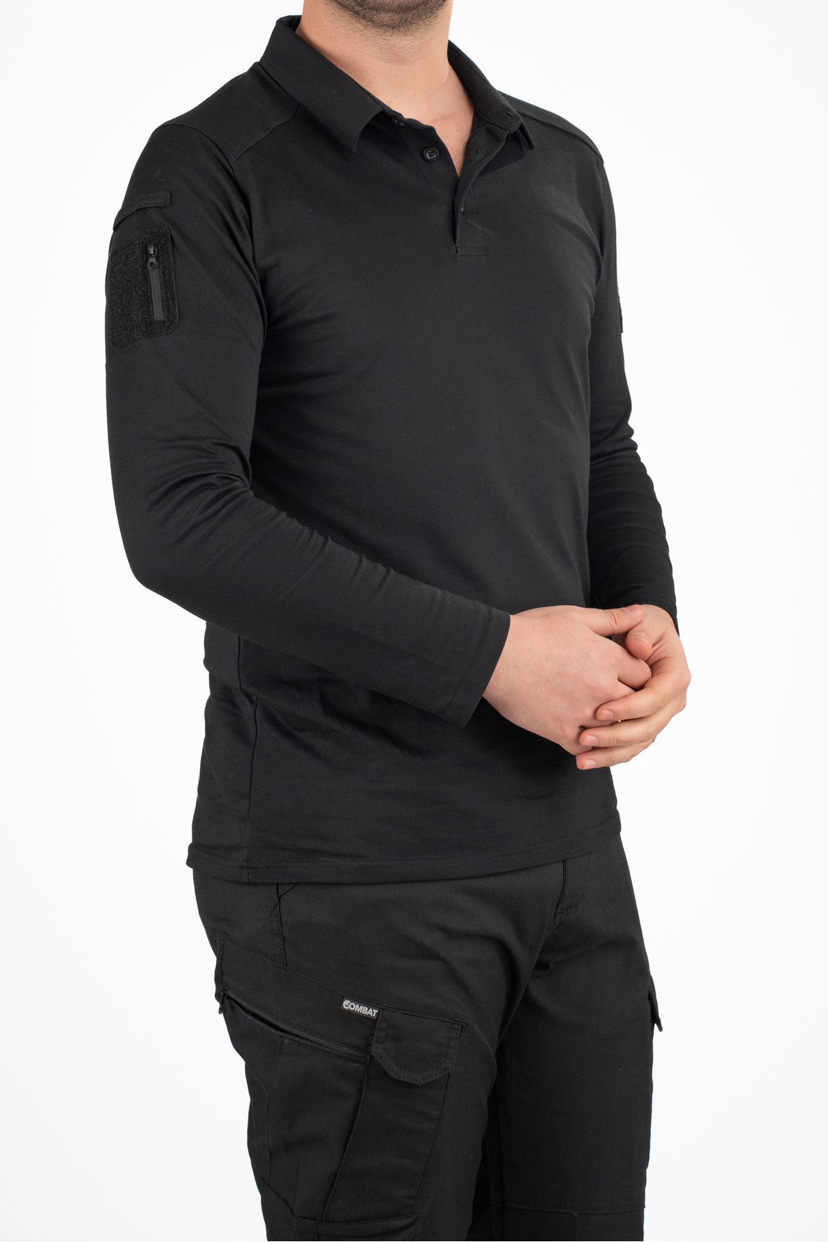 NKYSTORE Taktik Uzun Kollu Polo Tişört - Siyah | Erkek Outdoor & Güvenlik Kıyafeti