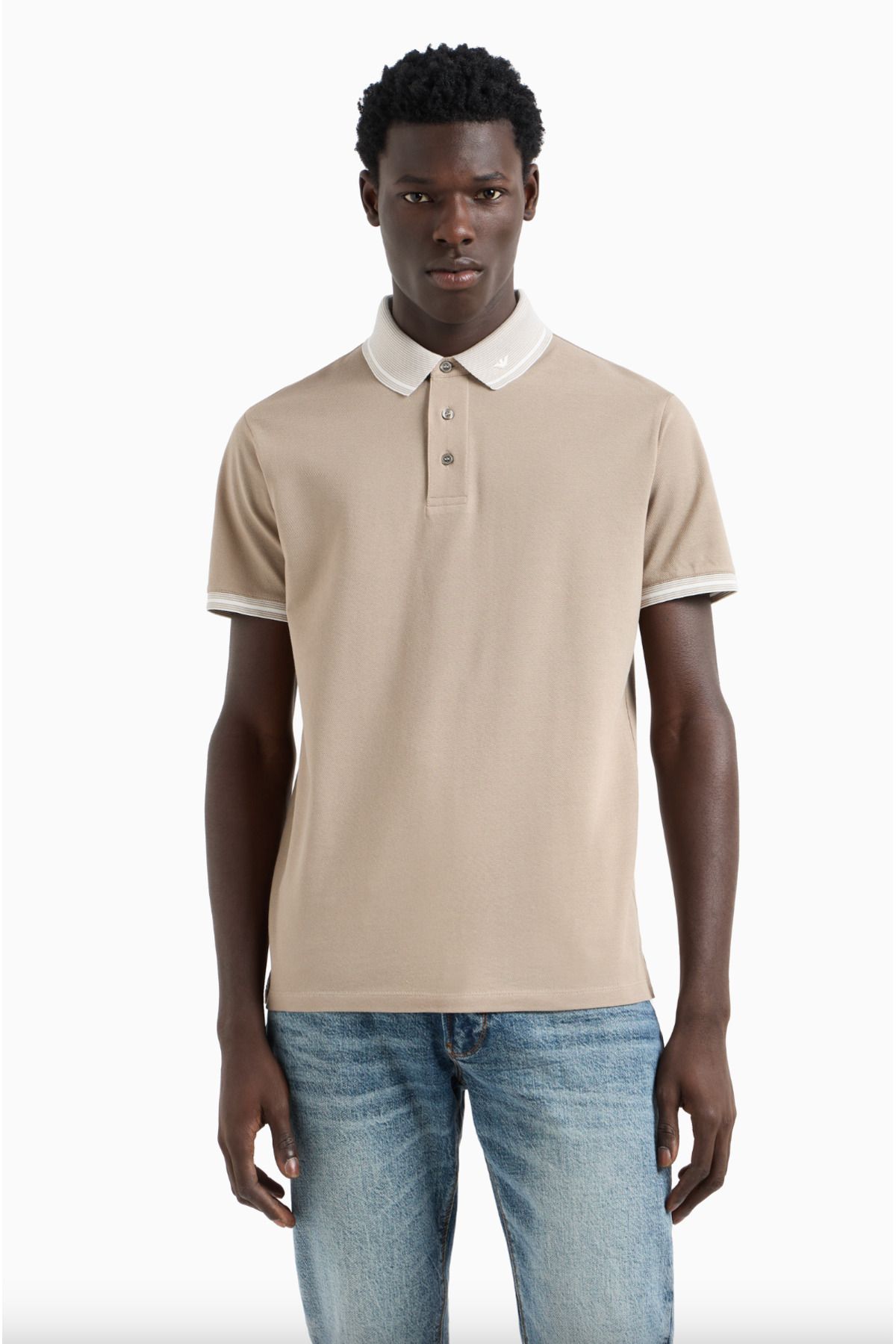 Emporio Armani Piqué Polo Shirt with Piped Collar