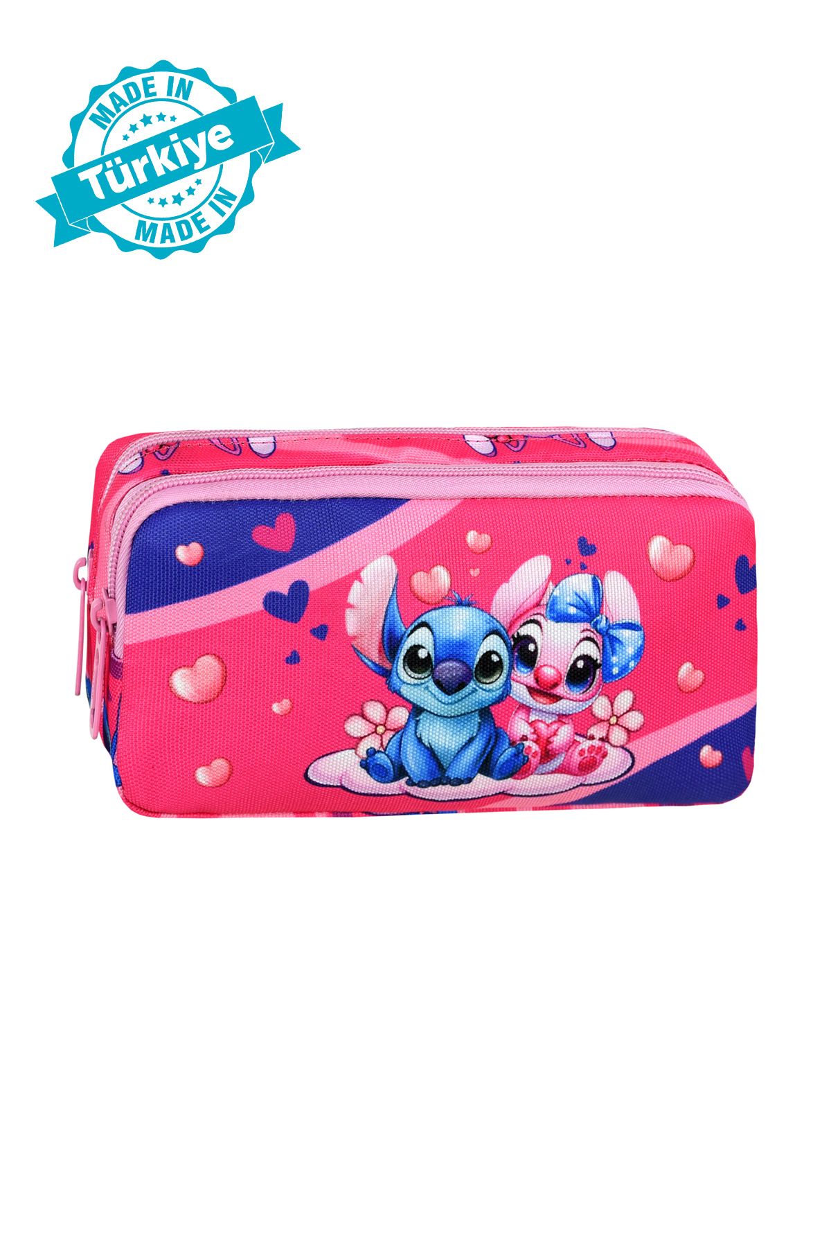 Royal Glow Desenli Stitch Temalı Stiç Desenli Kalem Çantası Kalem Kutusu