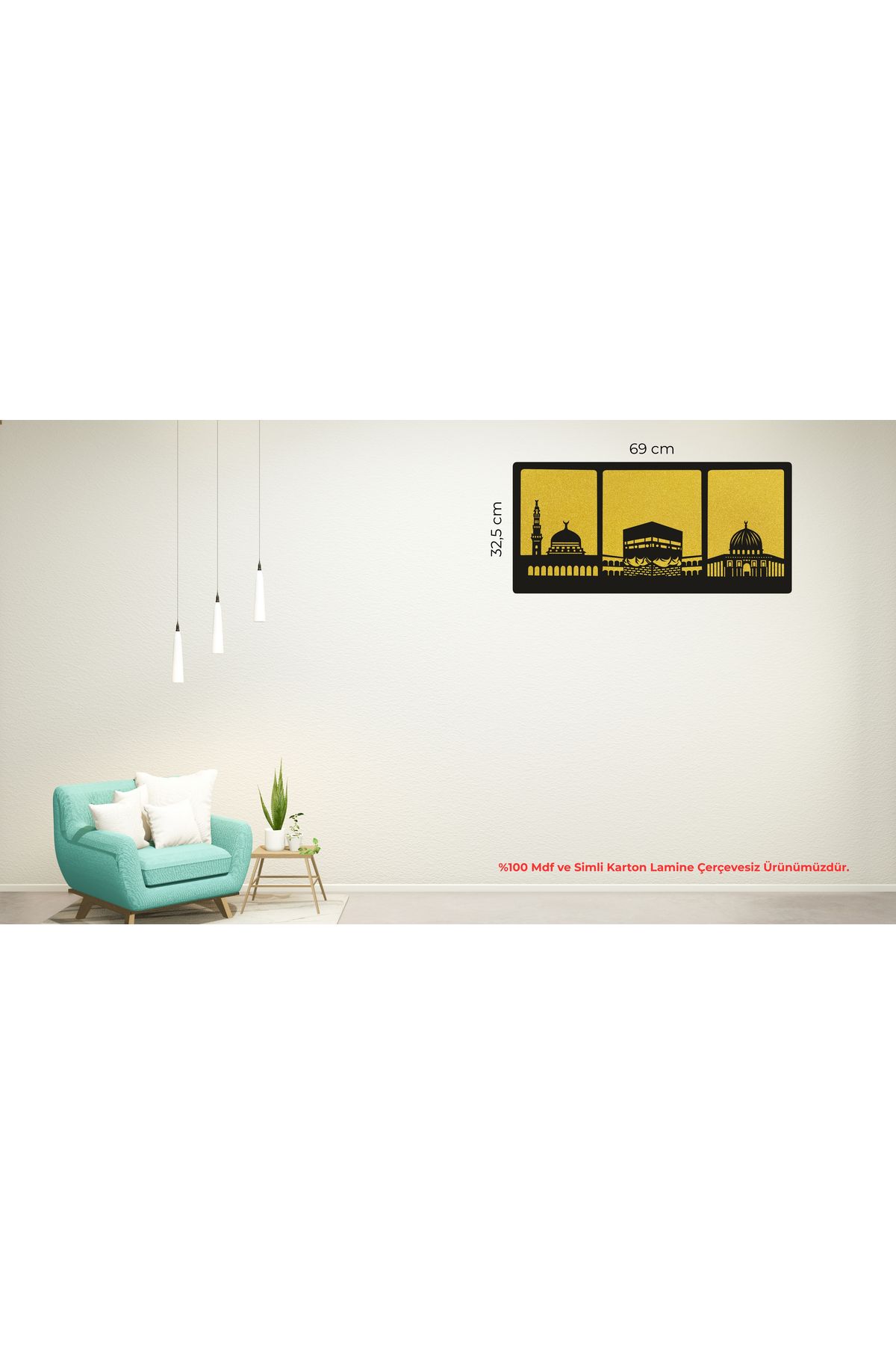 Grand Fine Art 100% Mdf ve Simli İslami Tablo Kabe