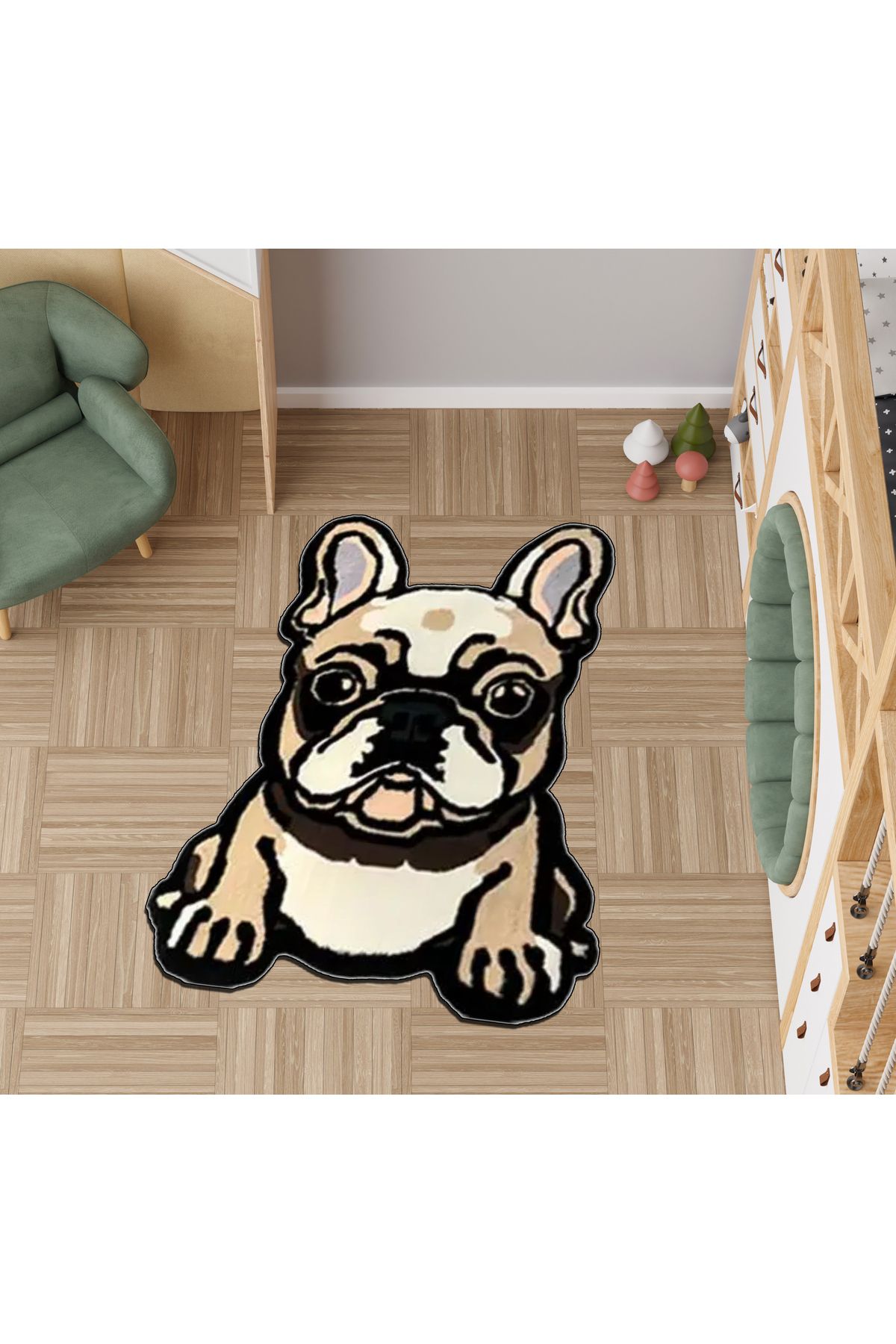 Rugs Modern Halı Lina Koleksiyonu Sevimli Köpek Desenli Dokuma Taban Modern Dekoratif Halı lina55
