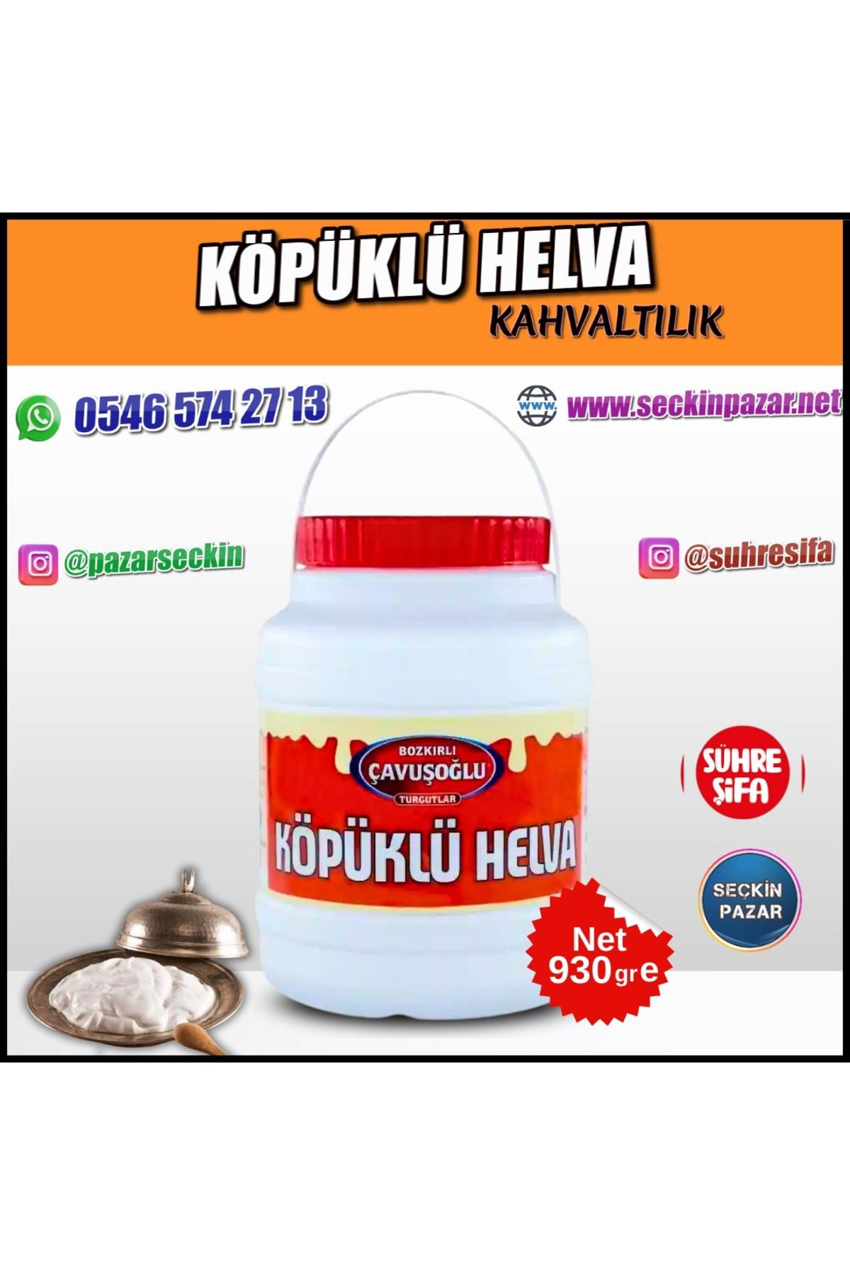 Bozkırlı Çavuşoğlu Helva Köpüklü - 930gr