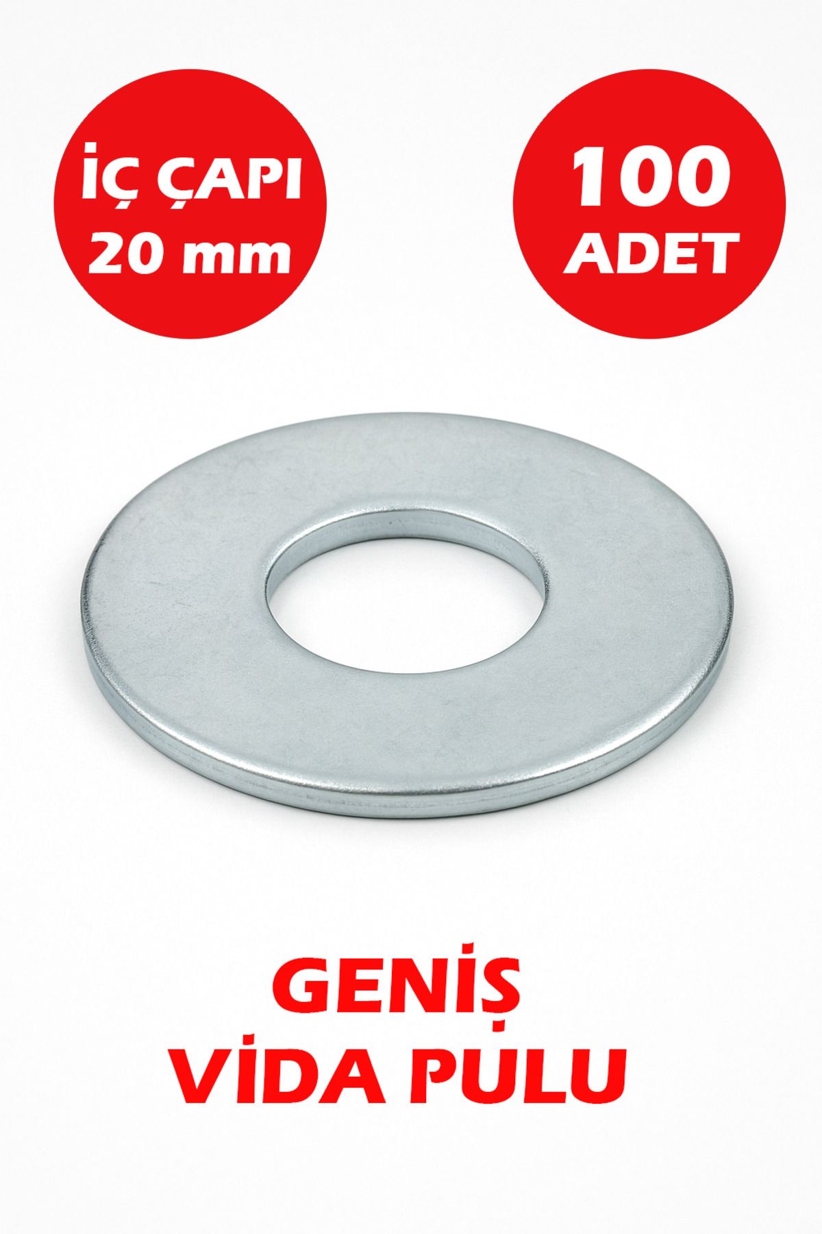 Şenzen 20mm Delikli Geniş Pul 100 Adet