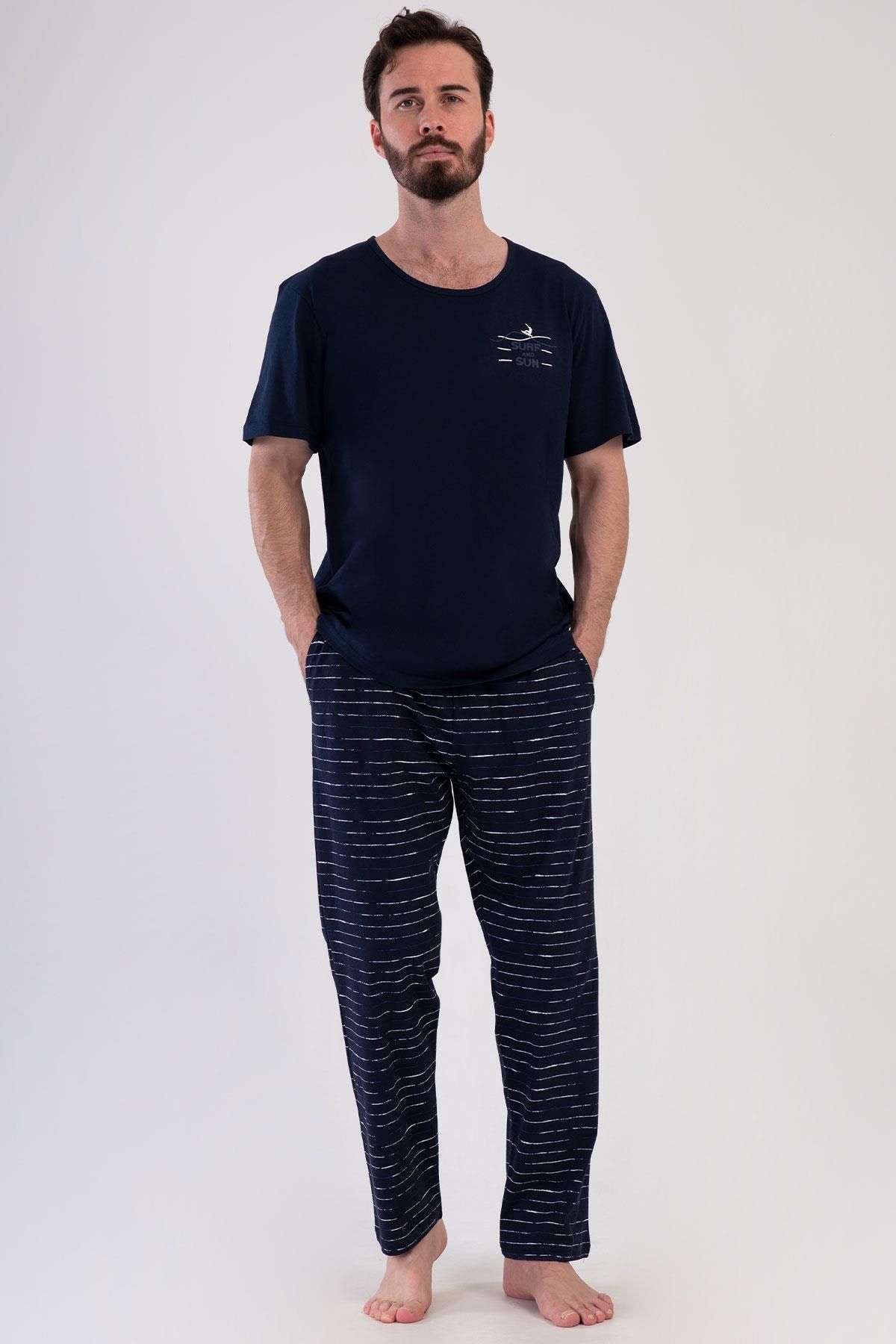 VİENETTA Erkek Kısa Kol Lacivert Pijama Takım C0T3N1O804
