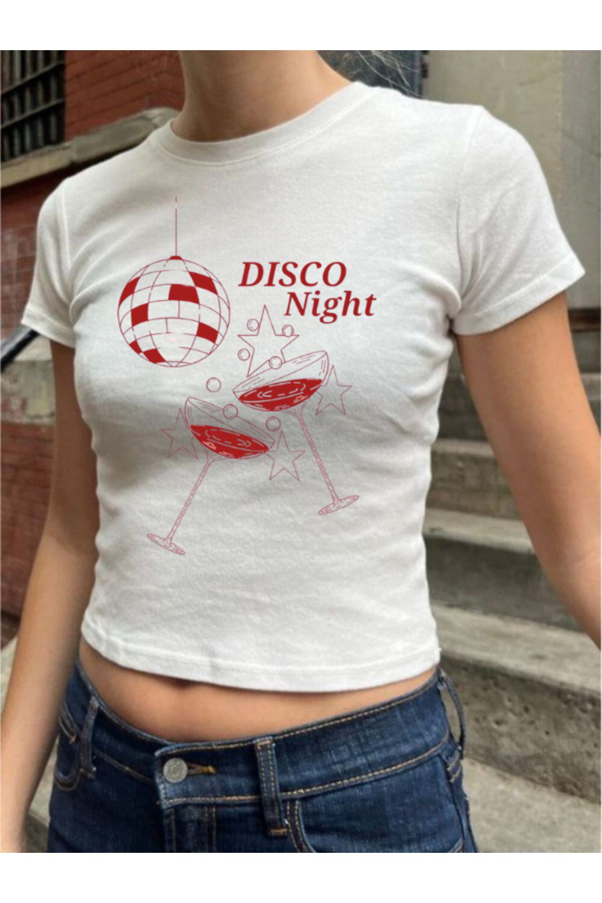 DEEFWEAR DREICH DISCO NIGHT BASKILI BEYAZ CROP