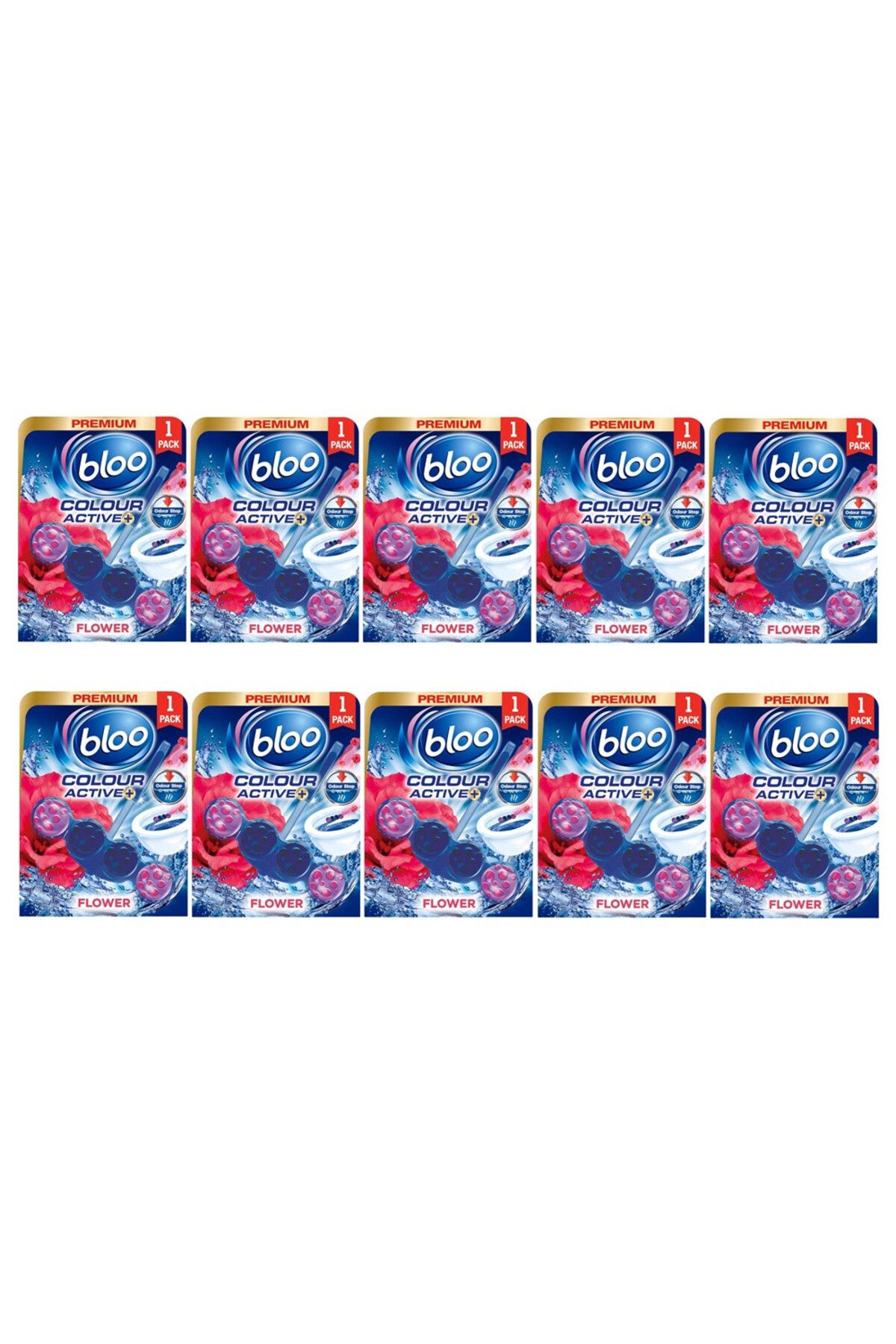 Bloo-Power Active Balls Flowers – PACK of 10 | 4-in-1 Toilet Rim Block with Cleaning Foam 1