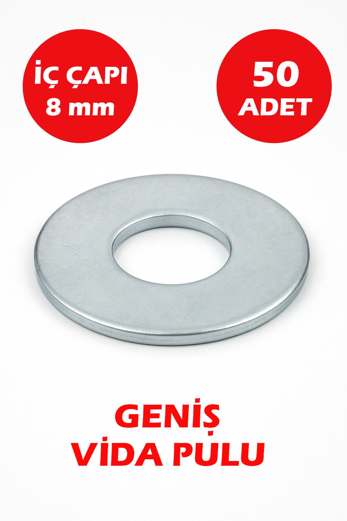 Şenzen 8mm Delikli Geniş Pul 50 Adet
