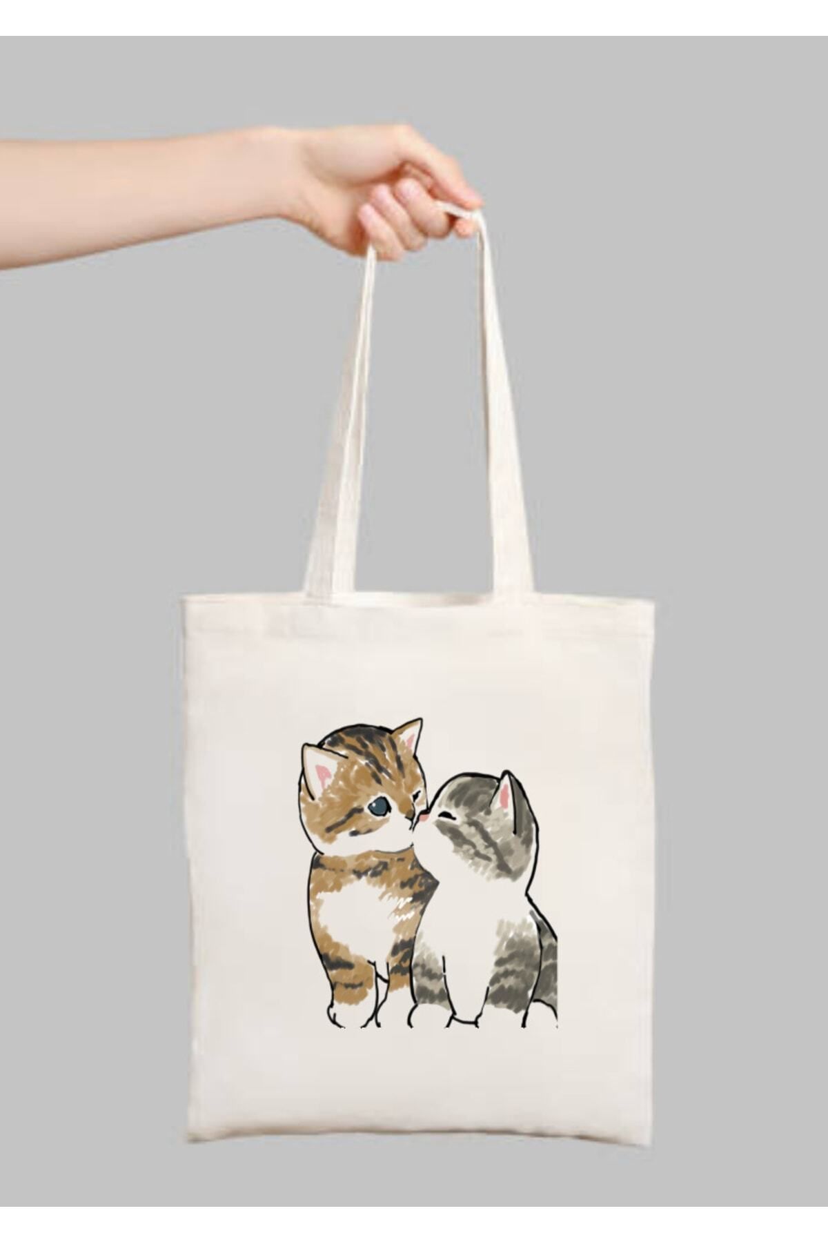 BİBANAPROMOSYON Sevgili Kediler Sevgili Hediye Tote Bag Bez Çanta