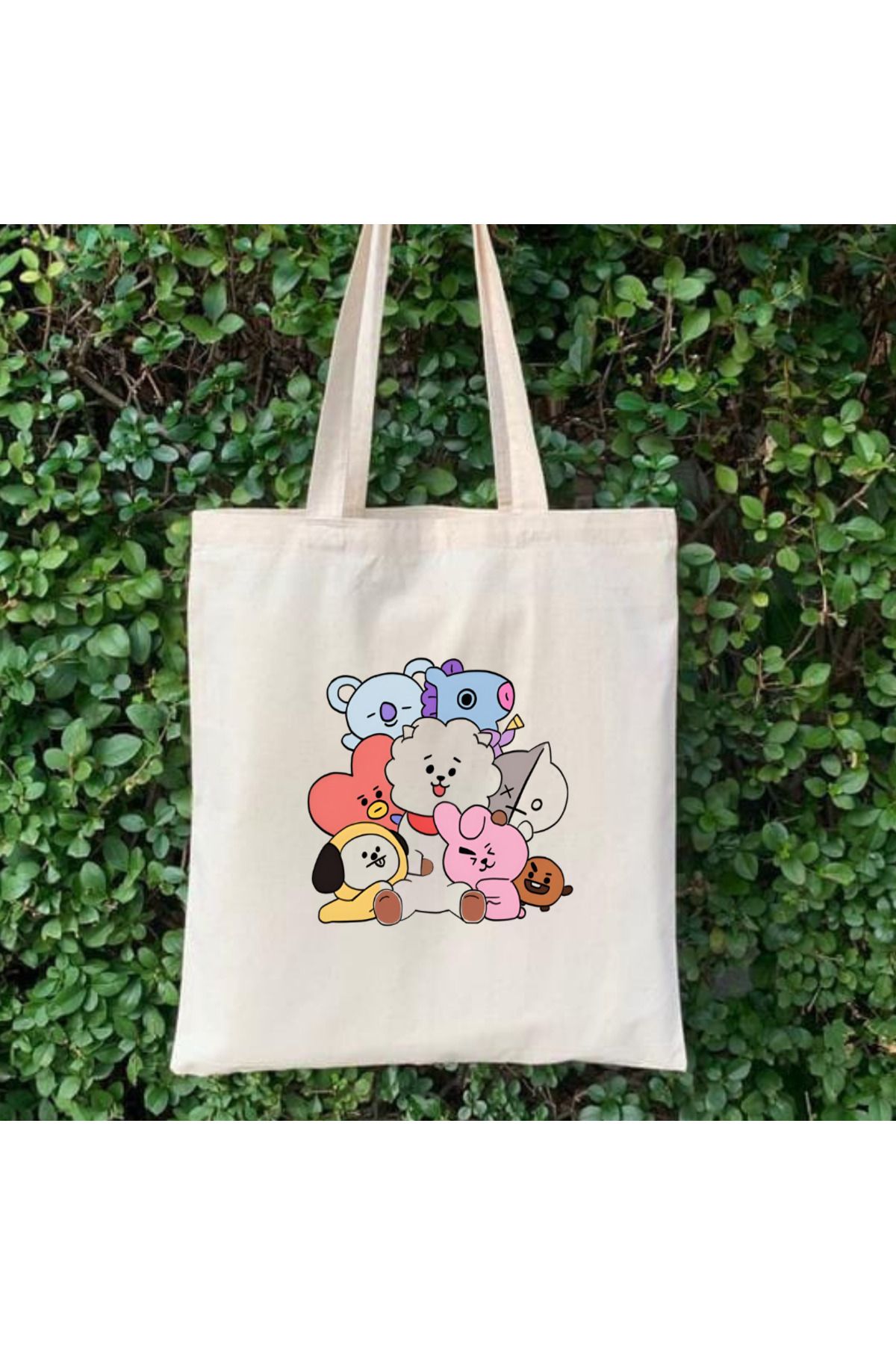 BİBANAPROMOSYON BTS Bts21 kpop Tasarım Tote Bag Bez Çanta