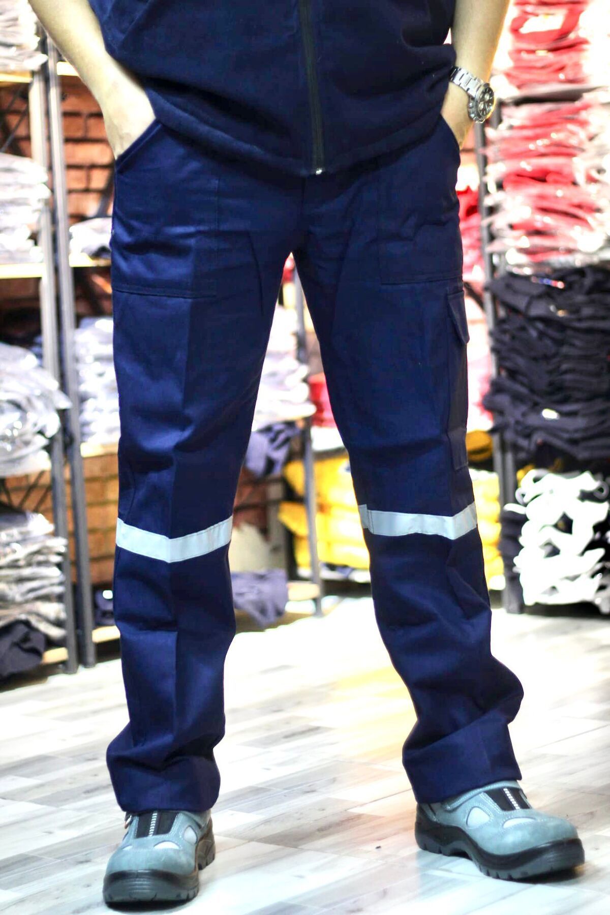 Mastex Tek Şeritli Yazlık Kargo Cepli Reflektörlü Iş Pantolonu