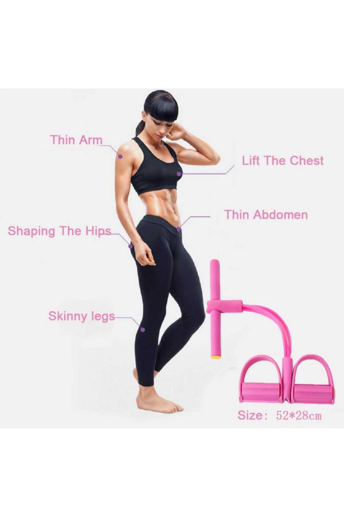 شريط مقاومة للياقة البدنية تومي مع حبل مطاطي مرن للساقين والفخذين والذراعين والظهر - وردي