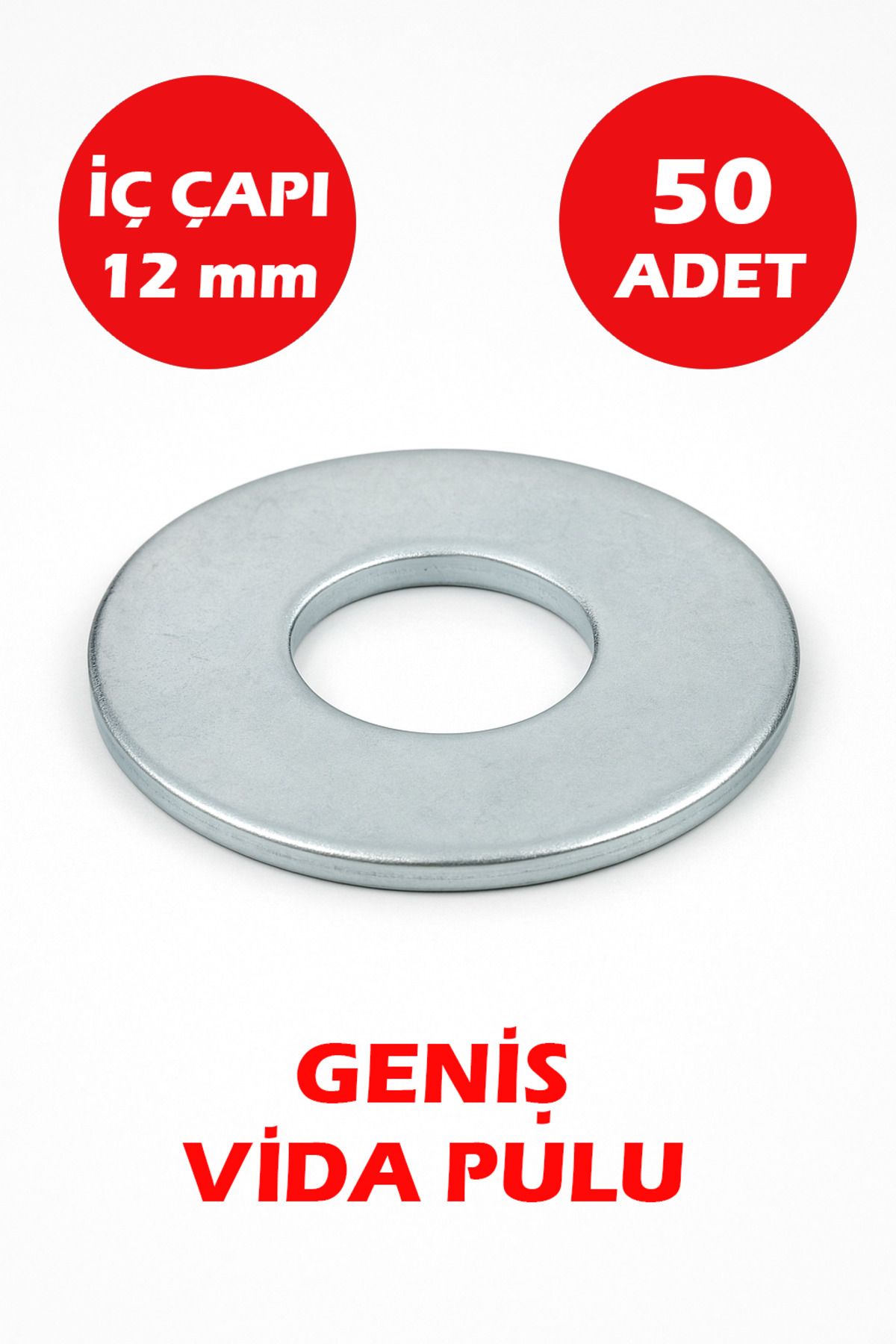 Şenzen 12mm Delikli Geniş Pul 50 Adet