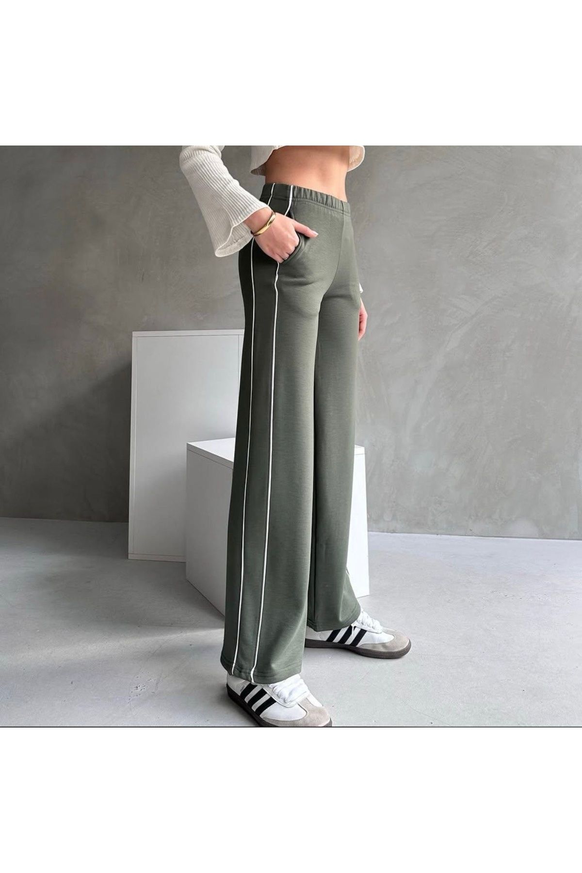 LİFERA Lifera Modal Kumaş Biyeli Eşofman Altı, Şerit Detaylı Pantalon