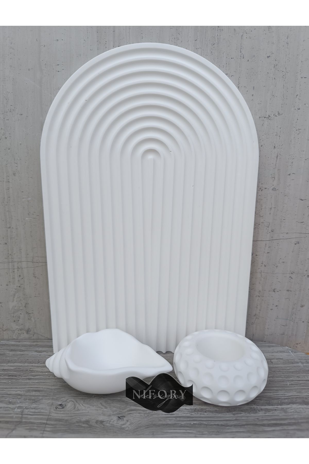 Nifory 520-N0198 Dekoratif Beton Sunum Aksesuar Set Beton Biblo Organizer Takımı Çok Amaçlı Dekoratif Set