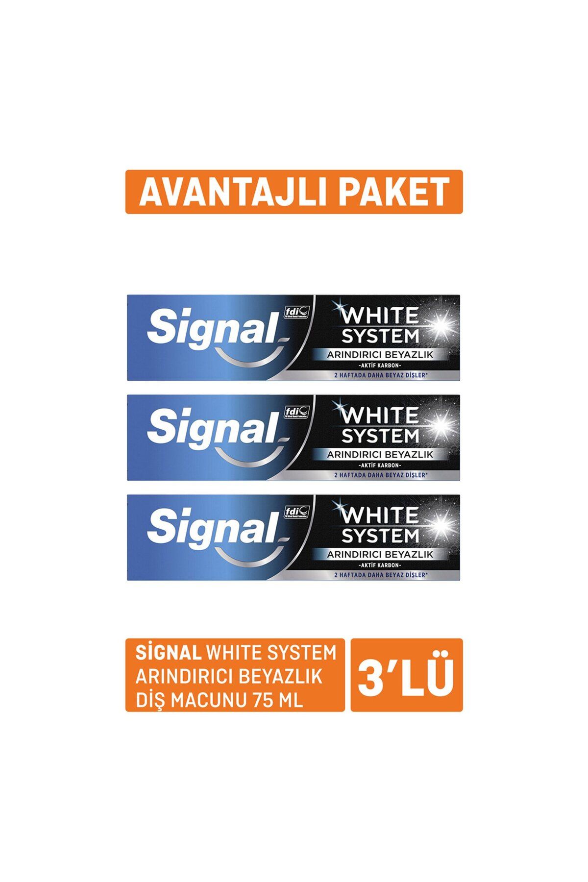 Signal-معجون أسنان وايت سيستم لتنقية البياض 75 مل × 3 1