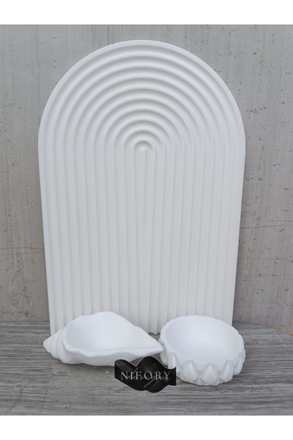 Nifory 520-N0200 Dekoratif Beton Sunum Aksesuar Set Beton Biblo Organizer Takımı Çok Amaçlı Dekoratif Set