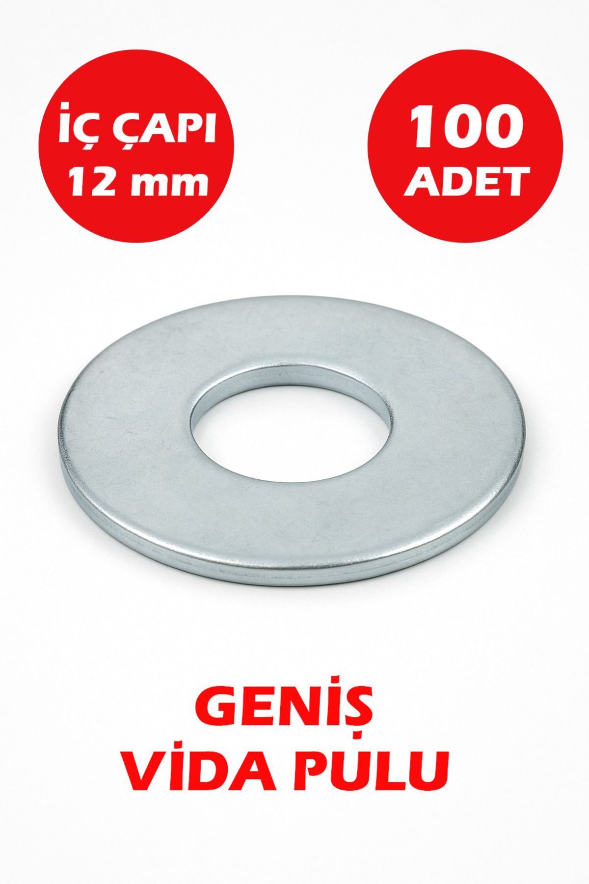 Şenzen 12mm Delikli Geniş Pul 100 Adet