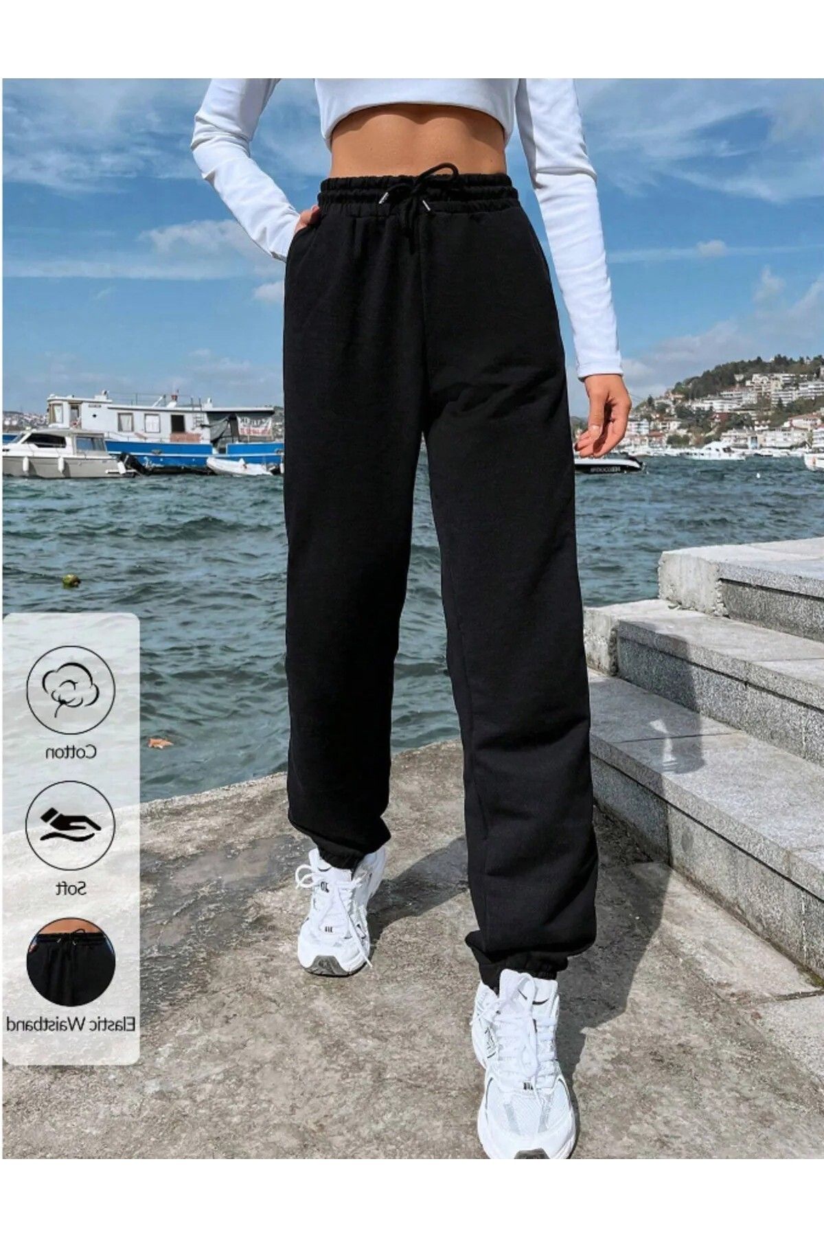 FİTGO Kadın Sportswear Siyah Eşofman Altı