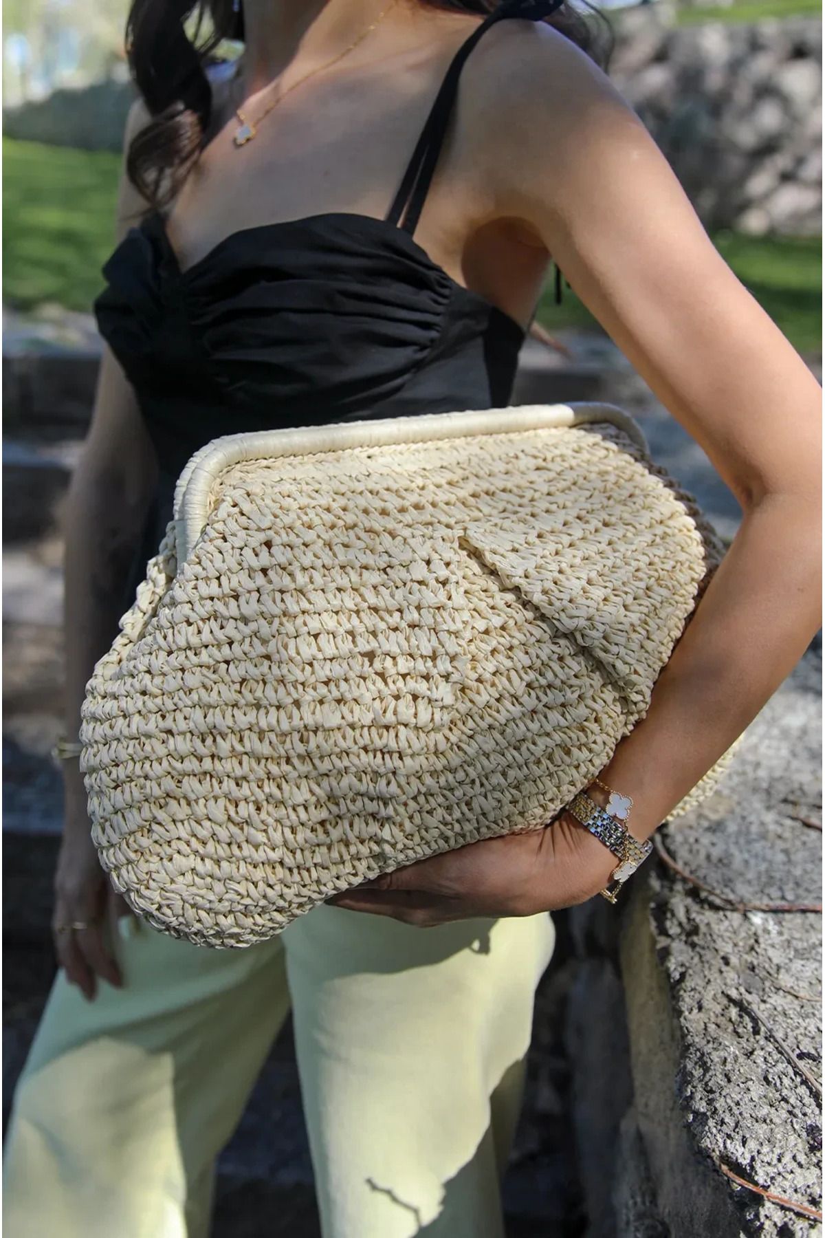 BAGS Vento Bej Hasır Çanta