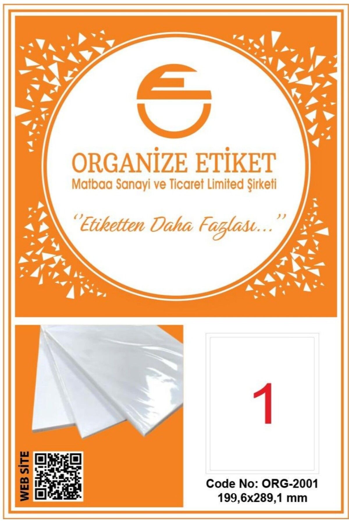 ORGANİZE ETİKET A4 YAPIŞKANLI LAZER ETİKET (199,6*289,1)