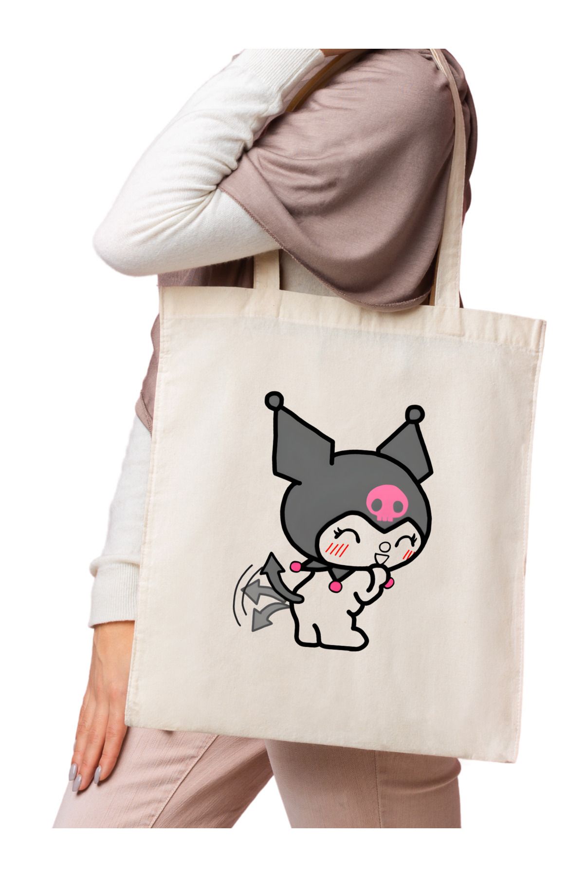 BİBANAPROMOSYON Kuromi Hediye Tote Bag Bez Çanta