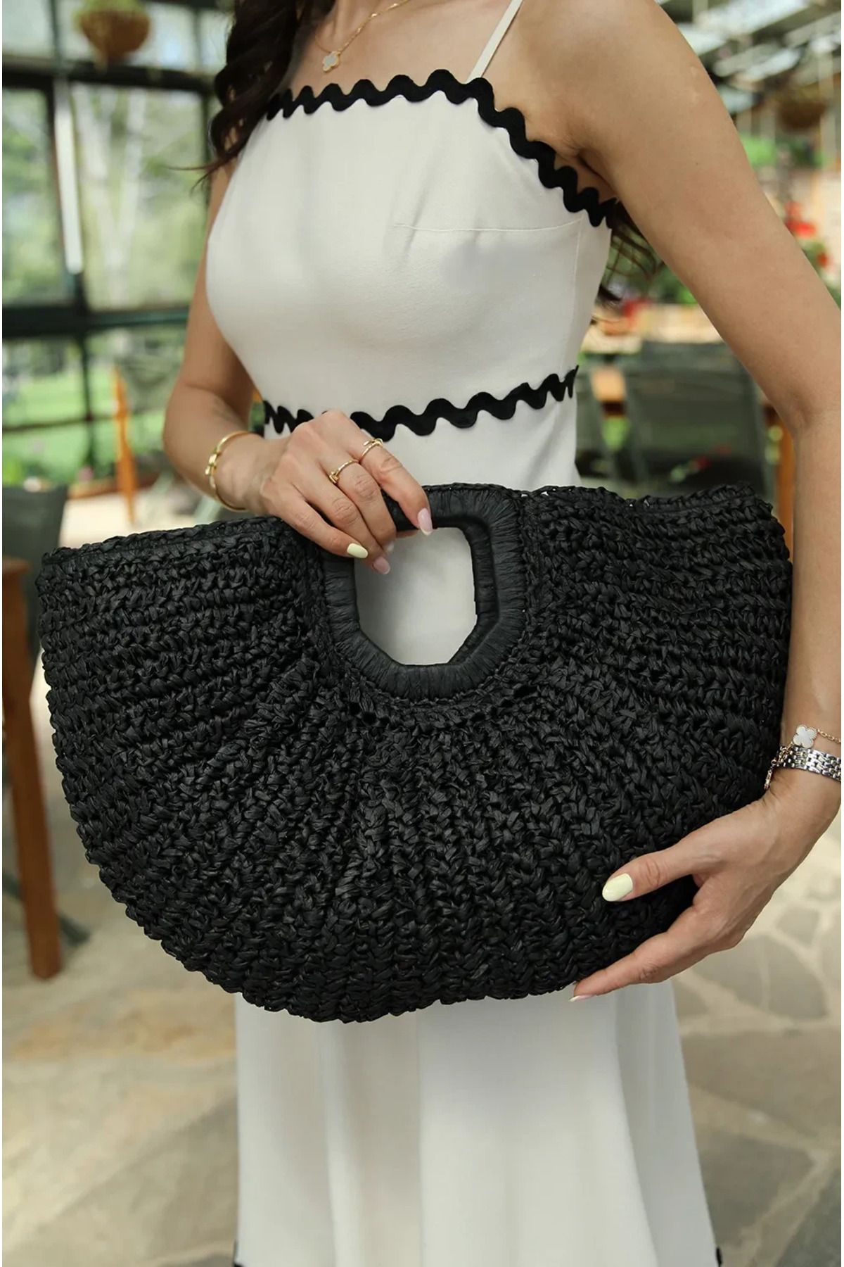 BAGS Fıore Siyah Hasır Çanta