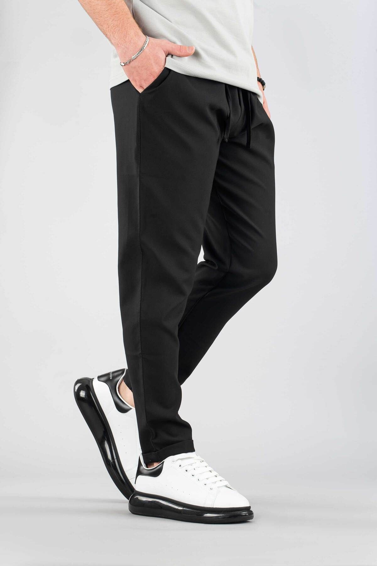 bombe Erkek Jogger Pantolon Beli Lastikli İpli Pamuklu Rahat Boyfriend Pantolon
