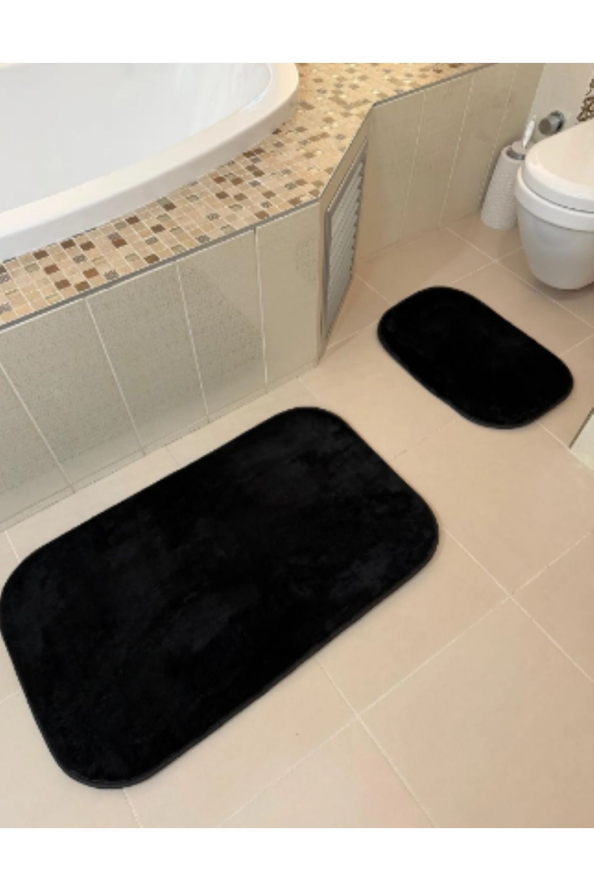 SERİA HALI POST Yumuşak banyo paspas Yıkanabilir Kaymaz Dot Taban Banyo Paspası 2'li Set 60x100 -40x60