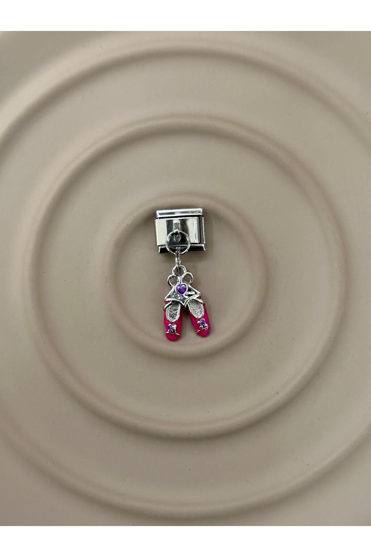 MSBTAKI stainless steel 316L Çelik Paslanmaz ve Kararmaz Pembe Ayakkabı cft Charm
