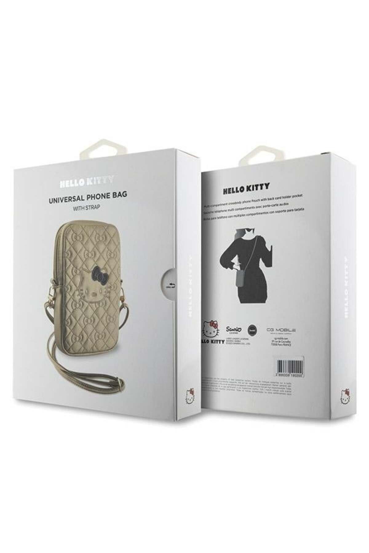 Hello Kitty-Bag, Eco-Leather, Quilted Bows Strap, Gold 5