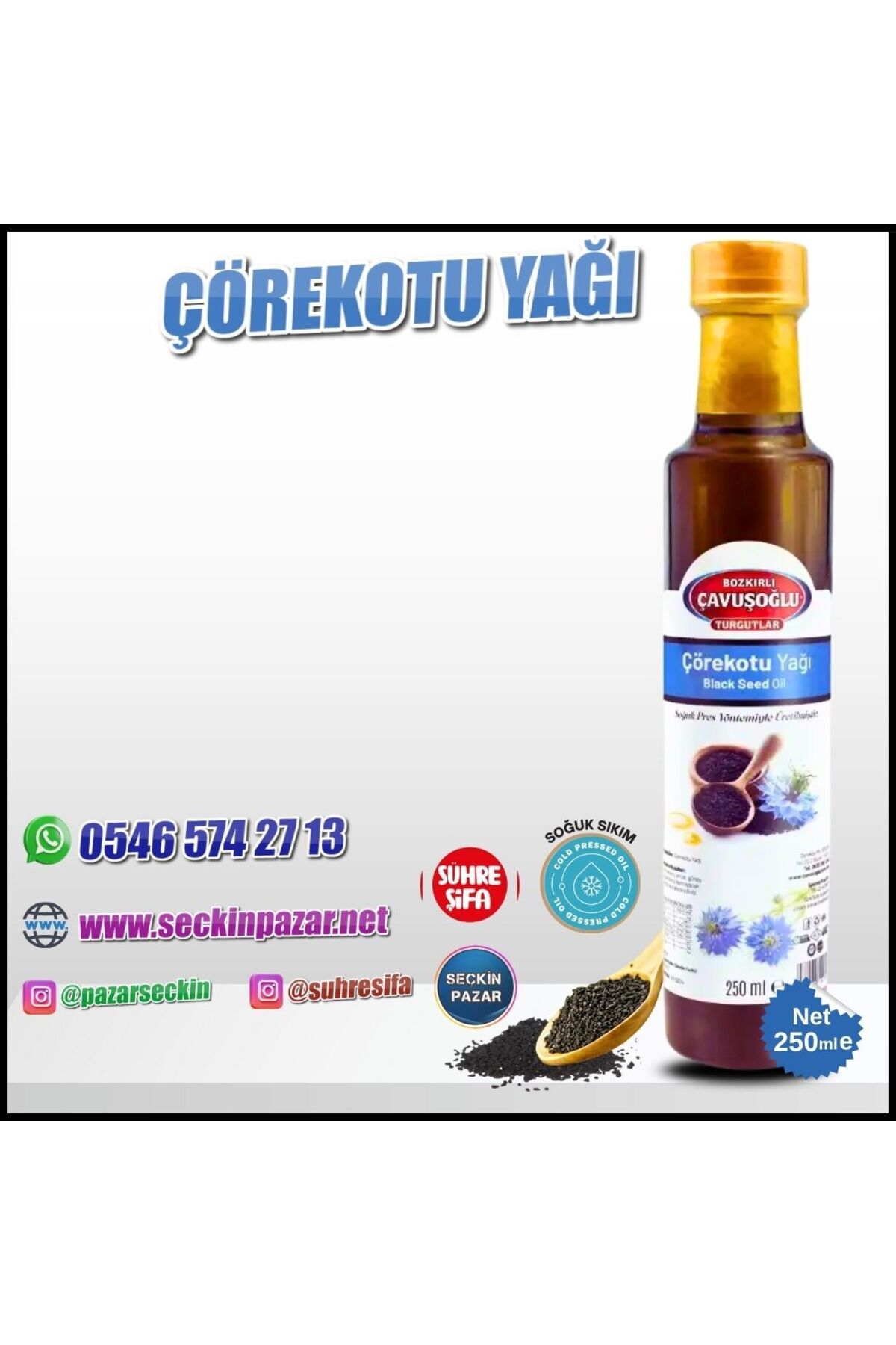 Bozkırlı Çavuşoğlu Çörekotu Yağı 250ml