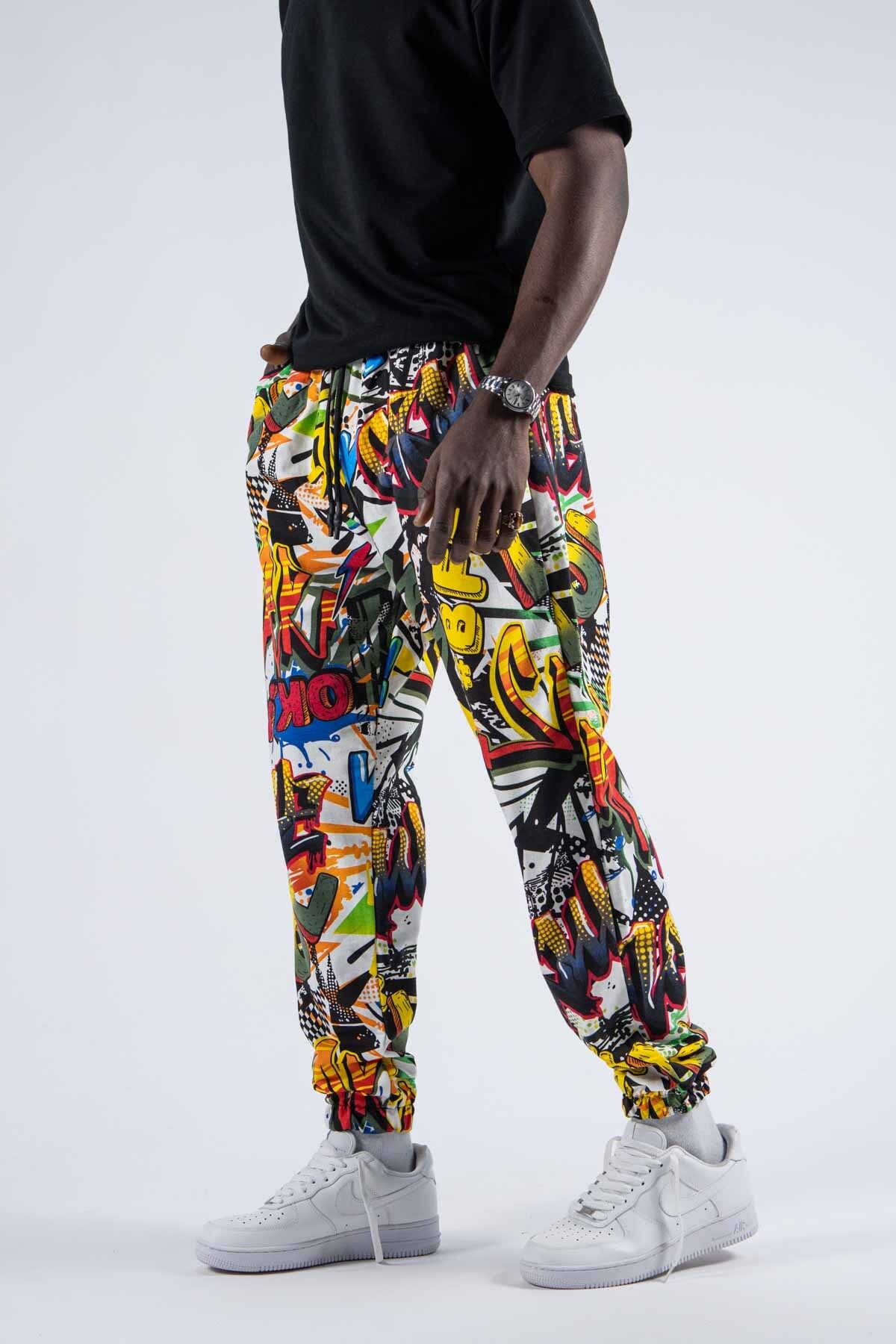 SUPERBLUE-Men's Printed Patterned Loose Colorful Jogger Pants 3