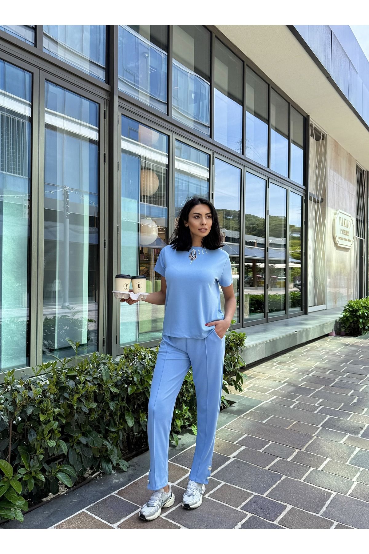 badibadii Yakası Taşlı Modal Kumaş Takım