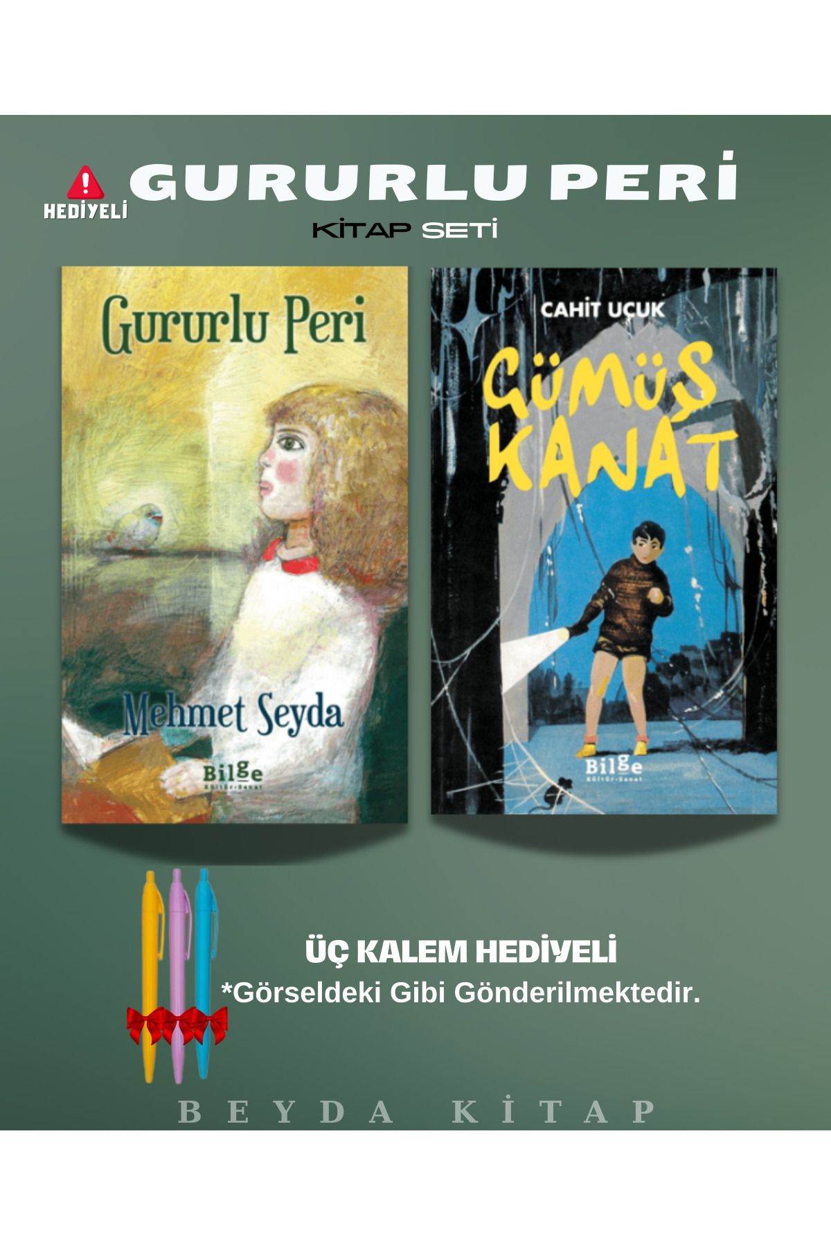Bilge Kültür Sanat Gururlu Peri - Gümüş Kanat - Mehmet Seyda - Kitap Seti - Kalem Hediyeli