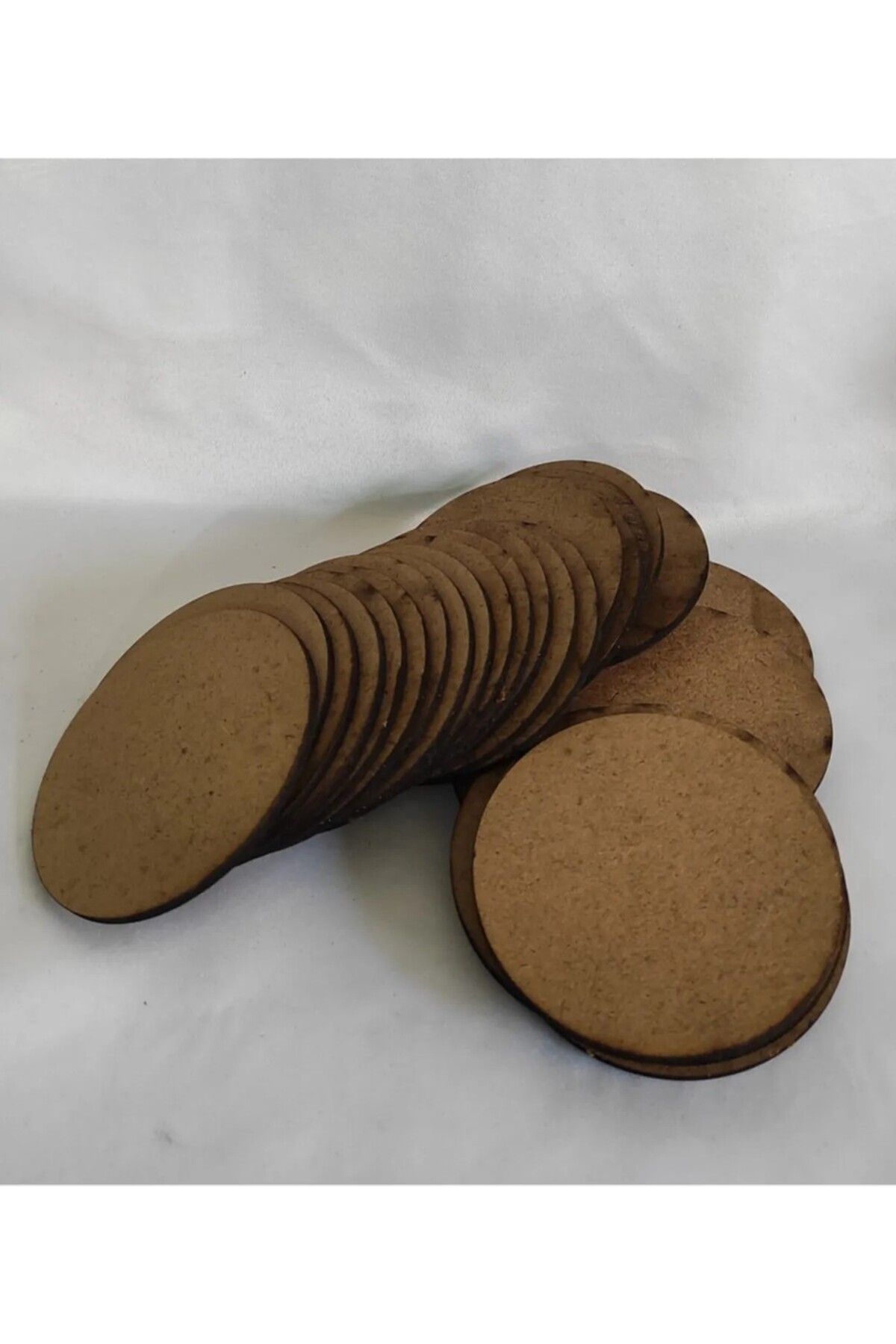 KESERLER 50 Adet 12 Cm (2.5.MM)mdf Yuvarlak Magnet Tahtası Naturel Ahşap