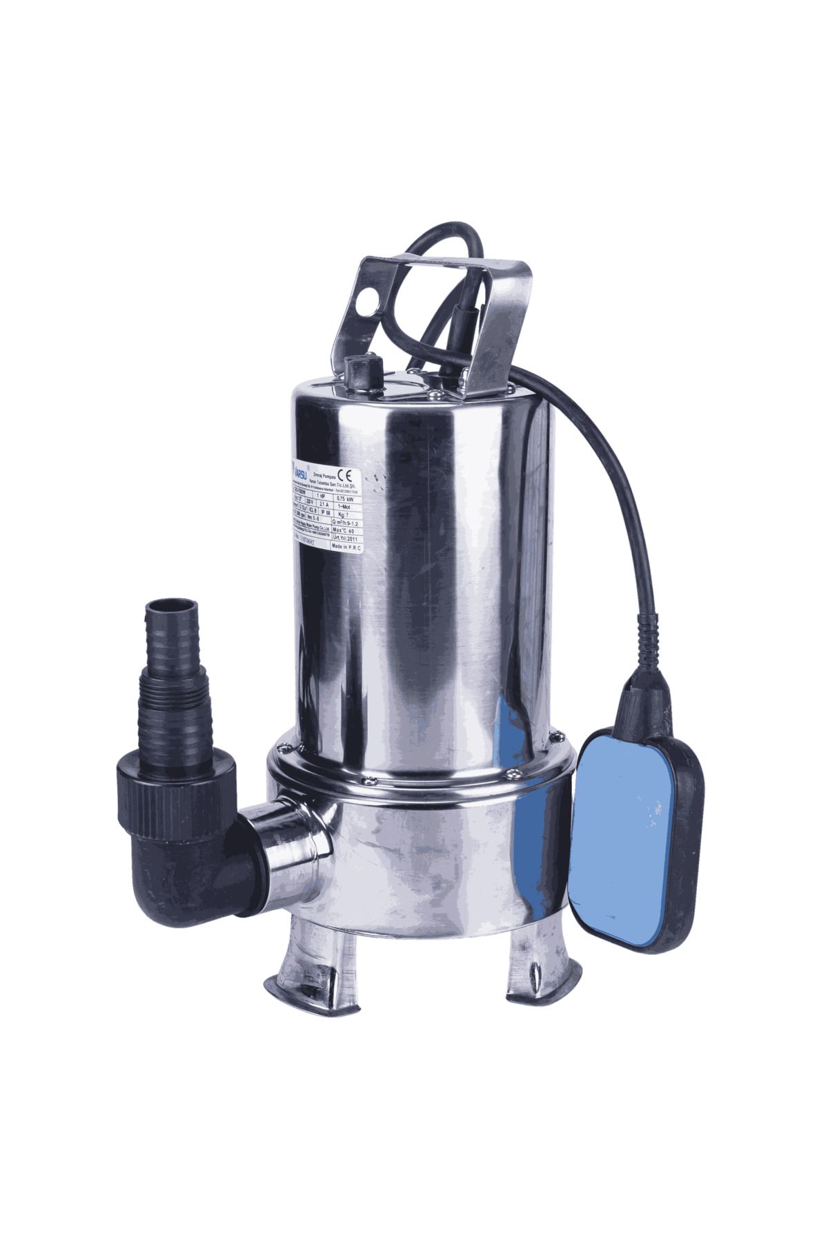 logipump Varan QDS 750DW-SS Paslanmaz Pis Su Dalgıç Pompa 1 HP/ 0.75 kW, Monofaze 220 V, 10 Mss, 9 m3/h