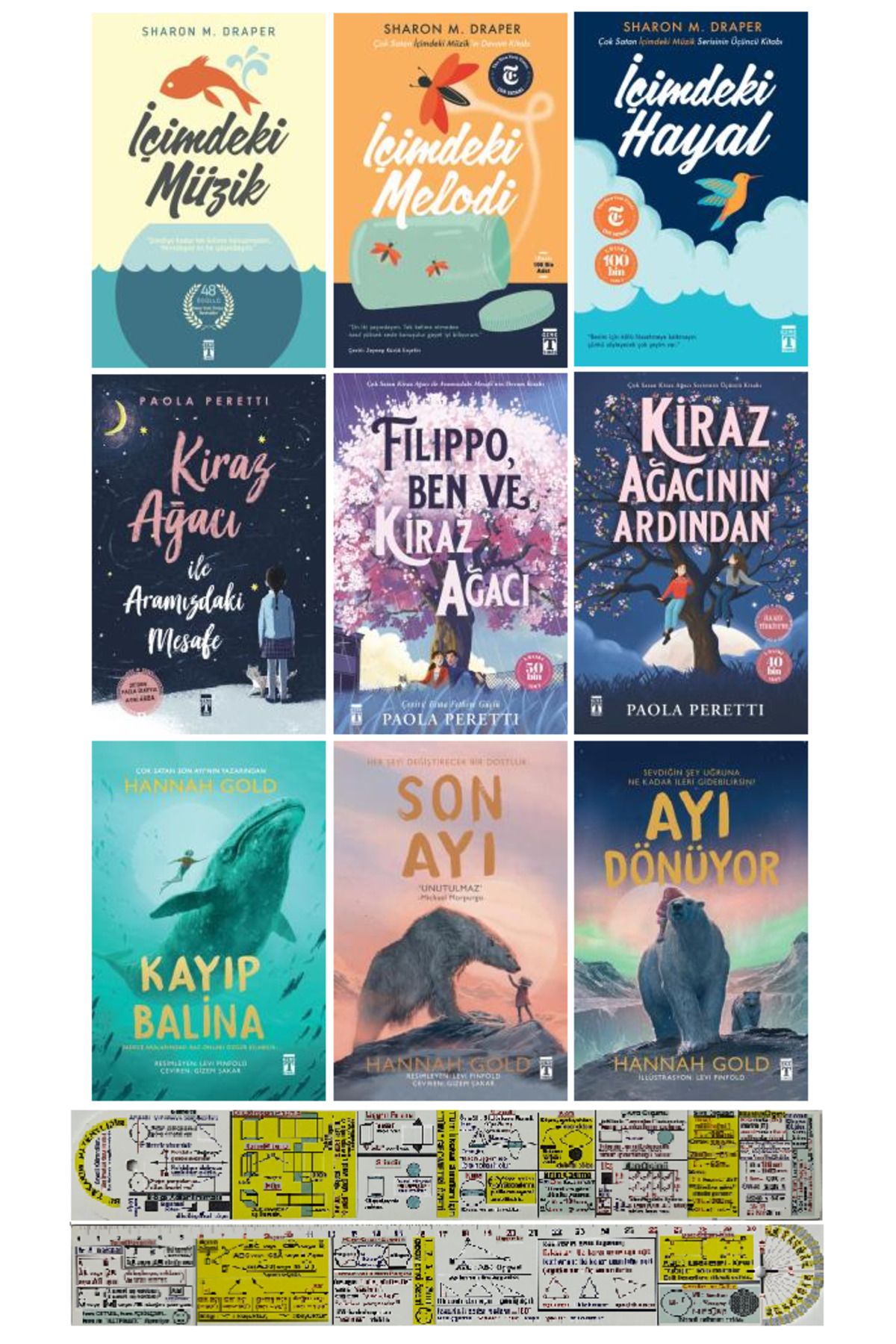 Genç Timaş İçimdeki Müzik Serisi-Kiraz Ağacı Serisi-Hannah Gold Serisi 9 Kitap Set + Mat. Öğreten Cetvel